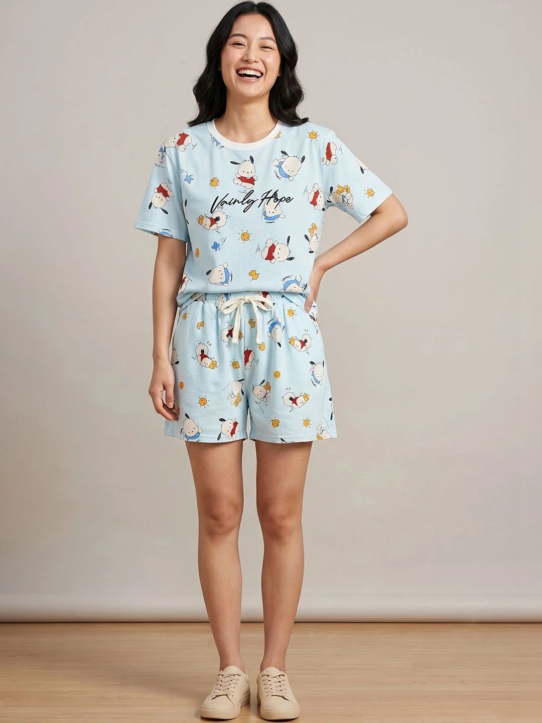 Lugo Women Cute Puppy Printed Nightsuit