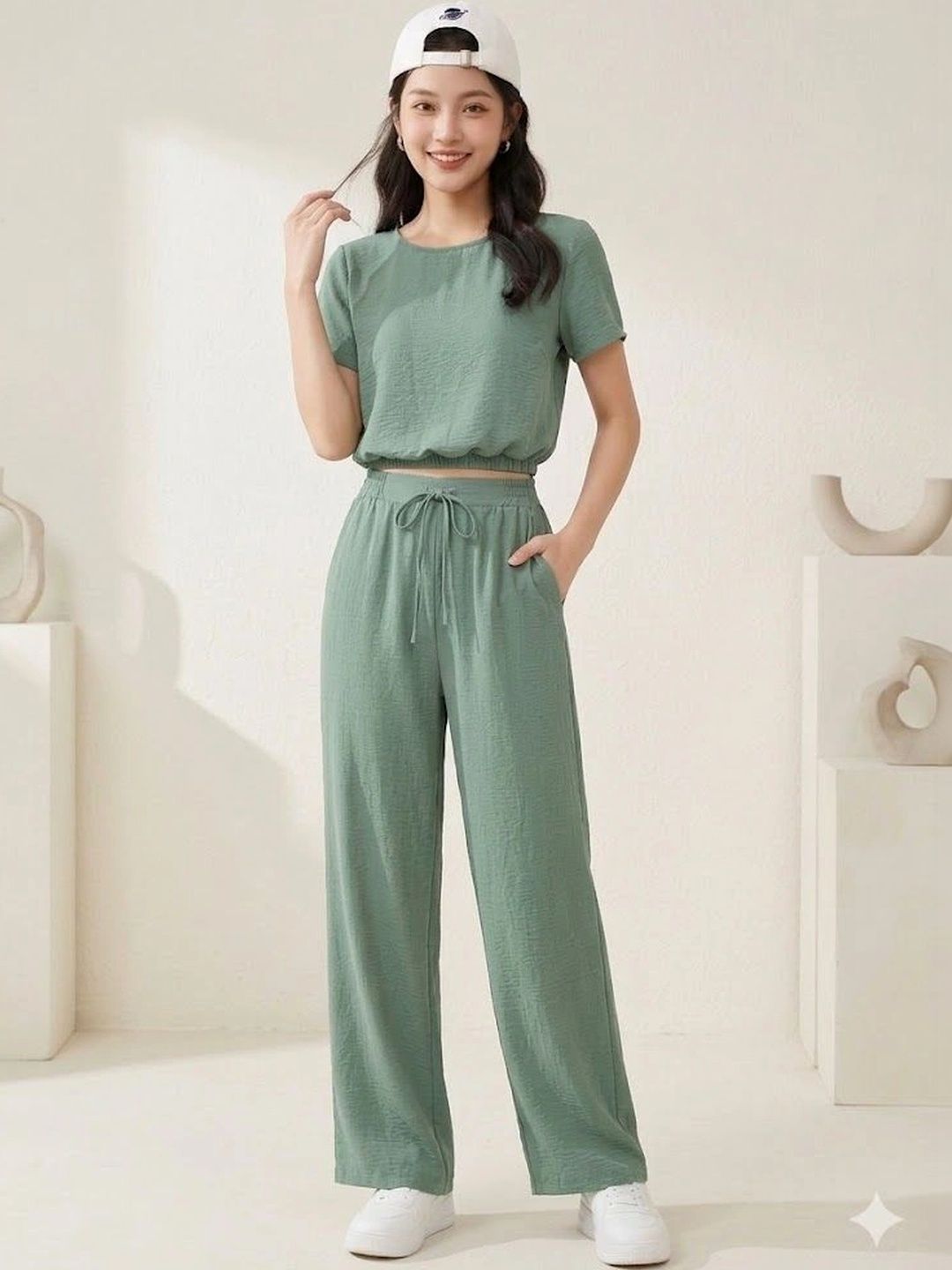 Lugo Round Neck T-Shirt With Palazzos Co-Ords