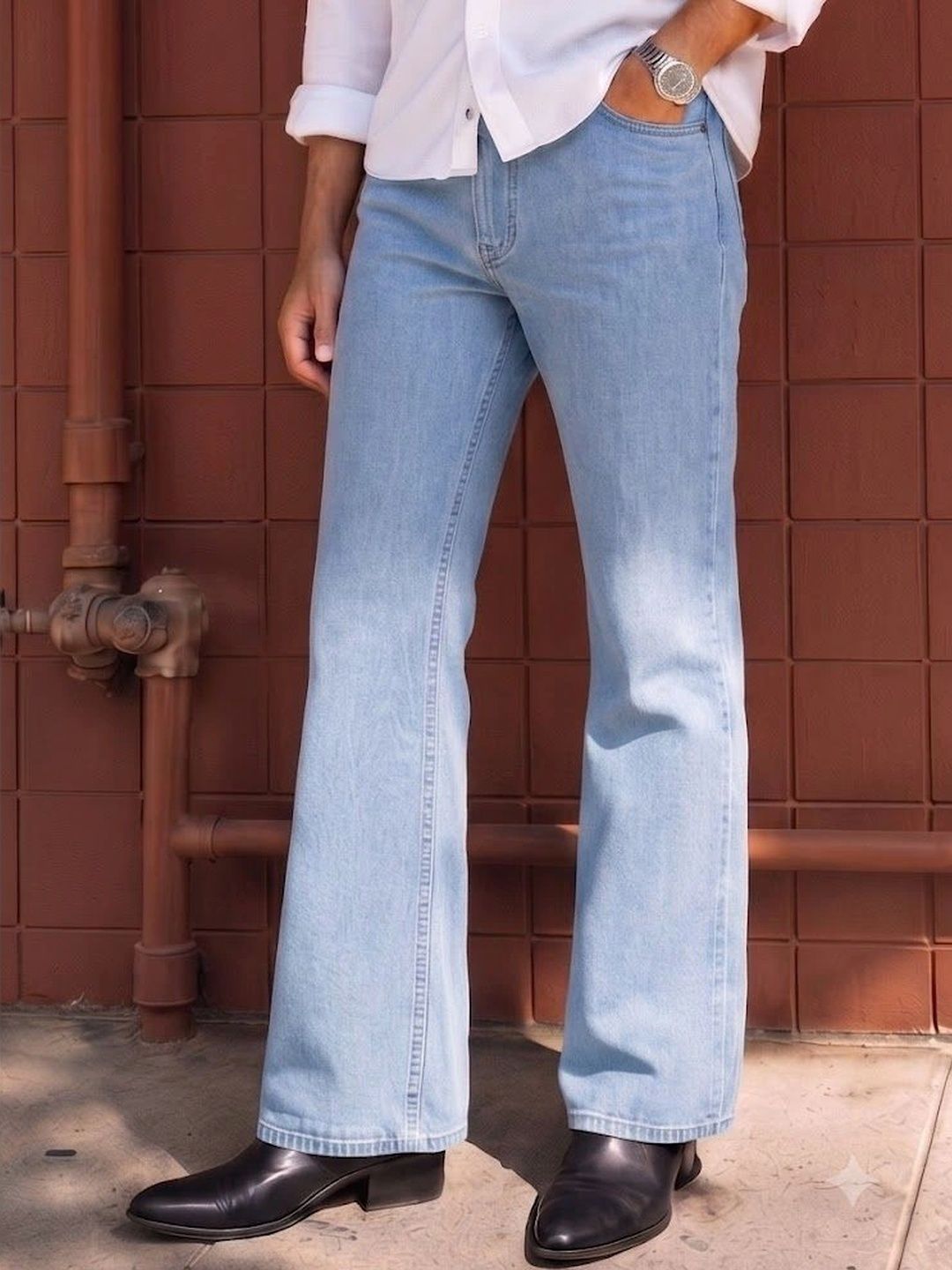 WOOMNY Men Bootcut Mid-Rise Jeans