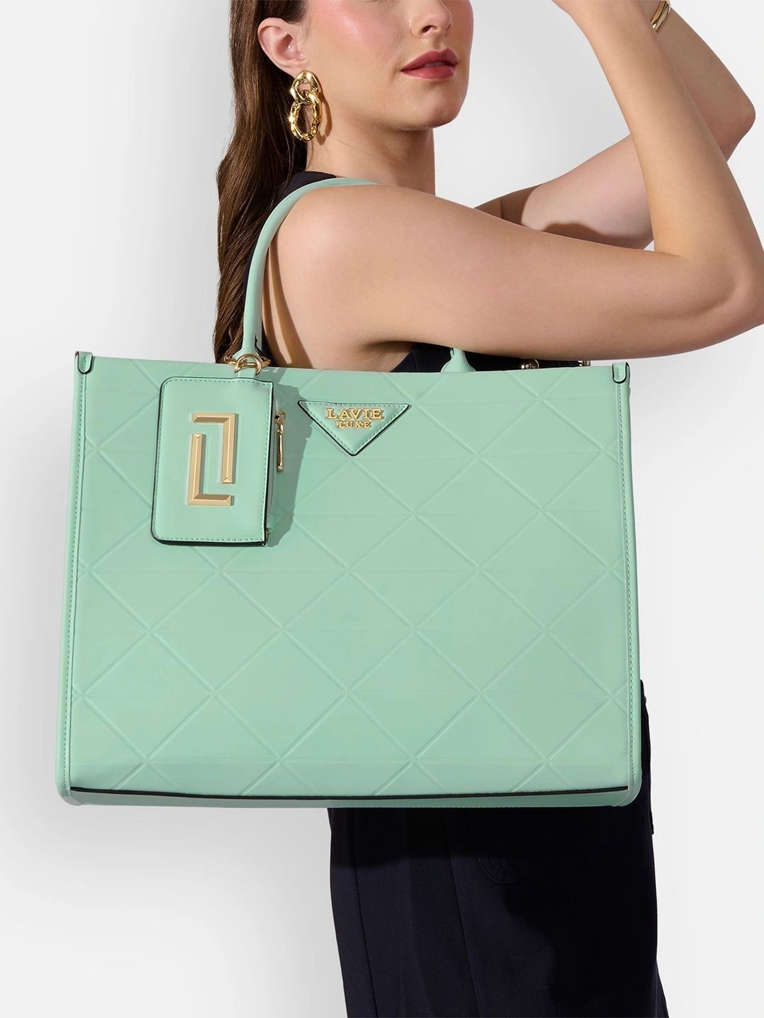 Buy LAVIE LUXE Mona Textured Synthetic Leather Laptop Oversized Shoulder Bag With Pouch -  - Accessories for Women