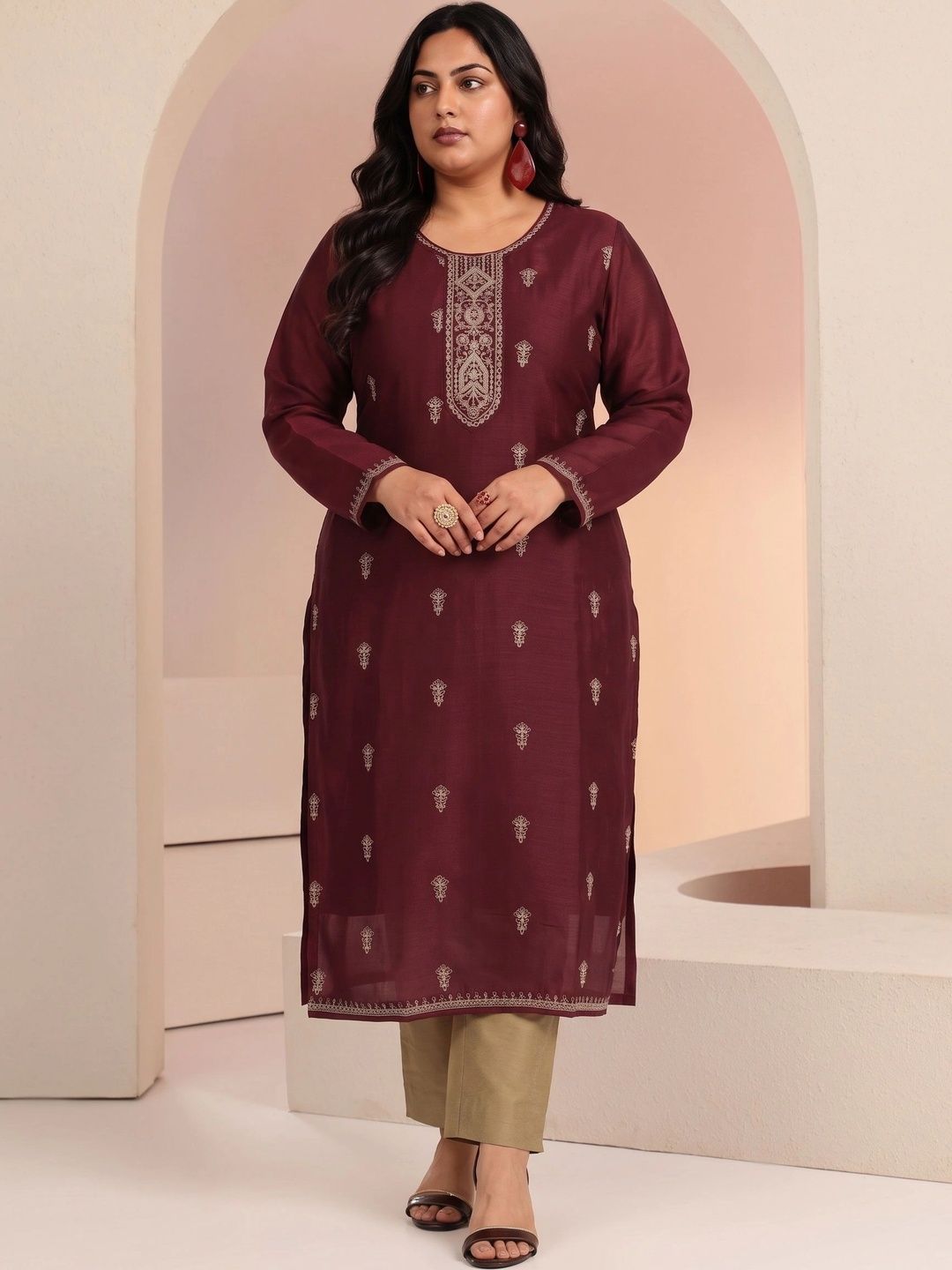 EXTRA LOVE BY LIBAS Women Embroidered Thread Work Kurta