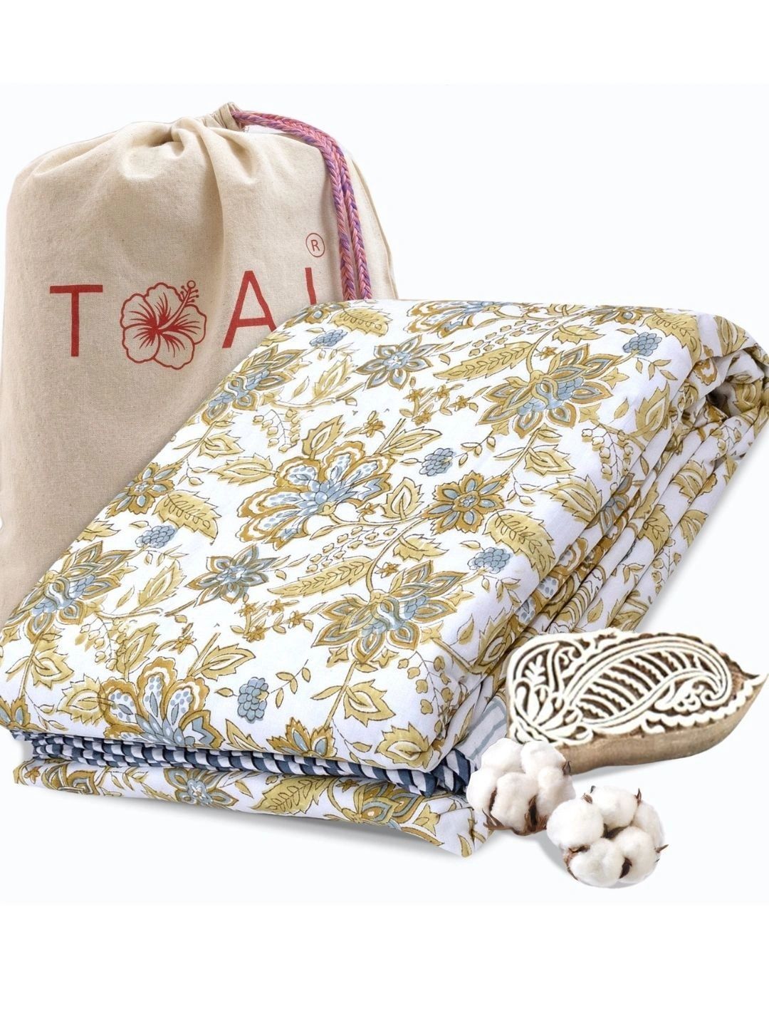 TOAI Brown & White Floral Summer 150 GSM Dohar