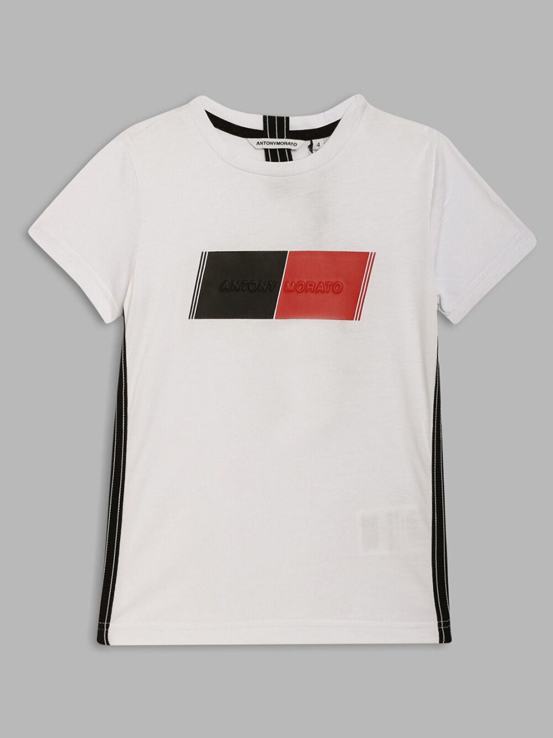 Antony Morato White Printed Round Neck Pure Cotton T Shirt