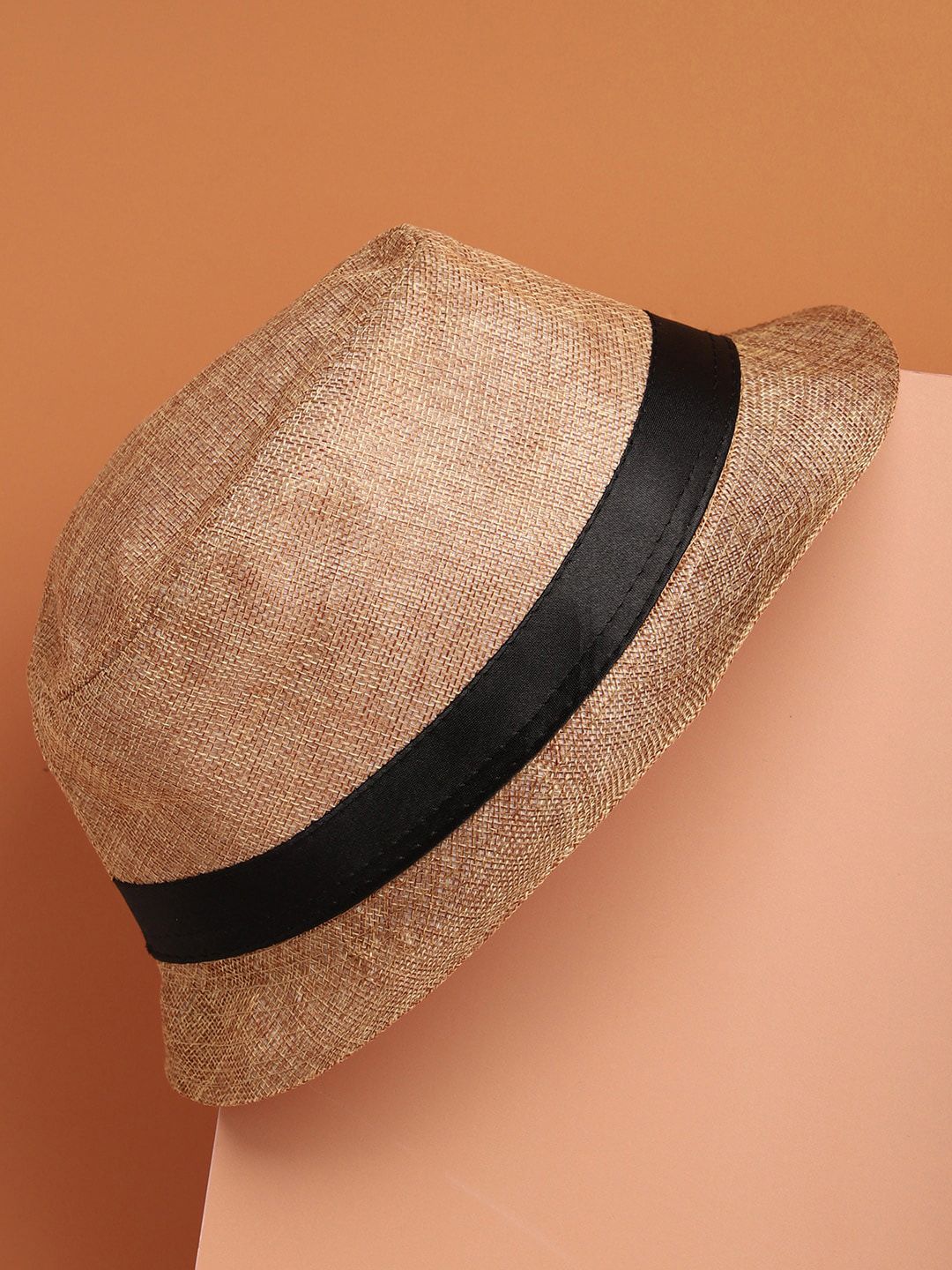 HAUTE SAUCE  Beige Textured Fedora Hat