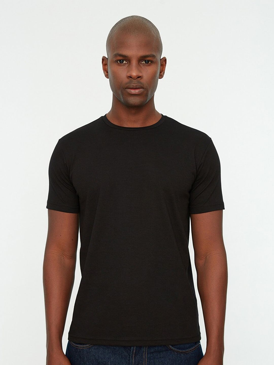 Trendyol Men Black Solid Cotton T-shirt