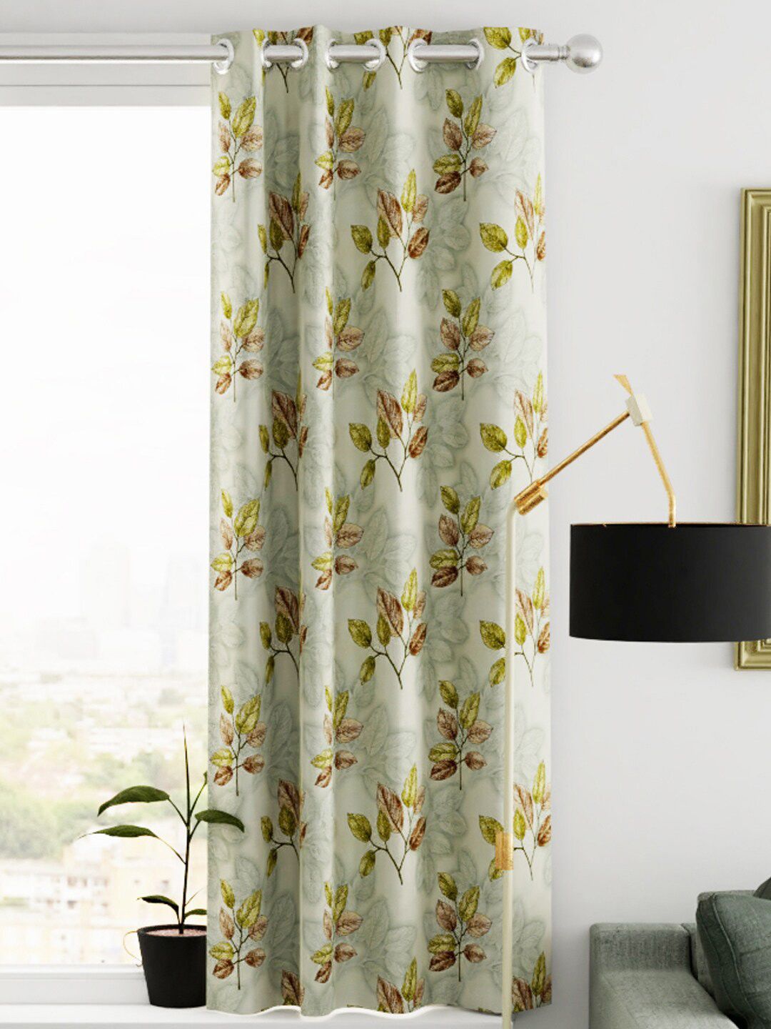 KOPA Green & Beige Floral Window Curtain