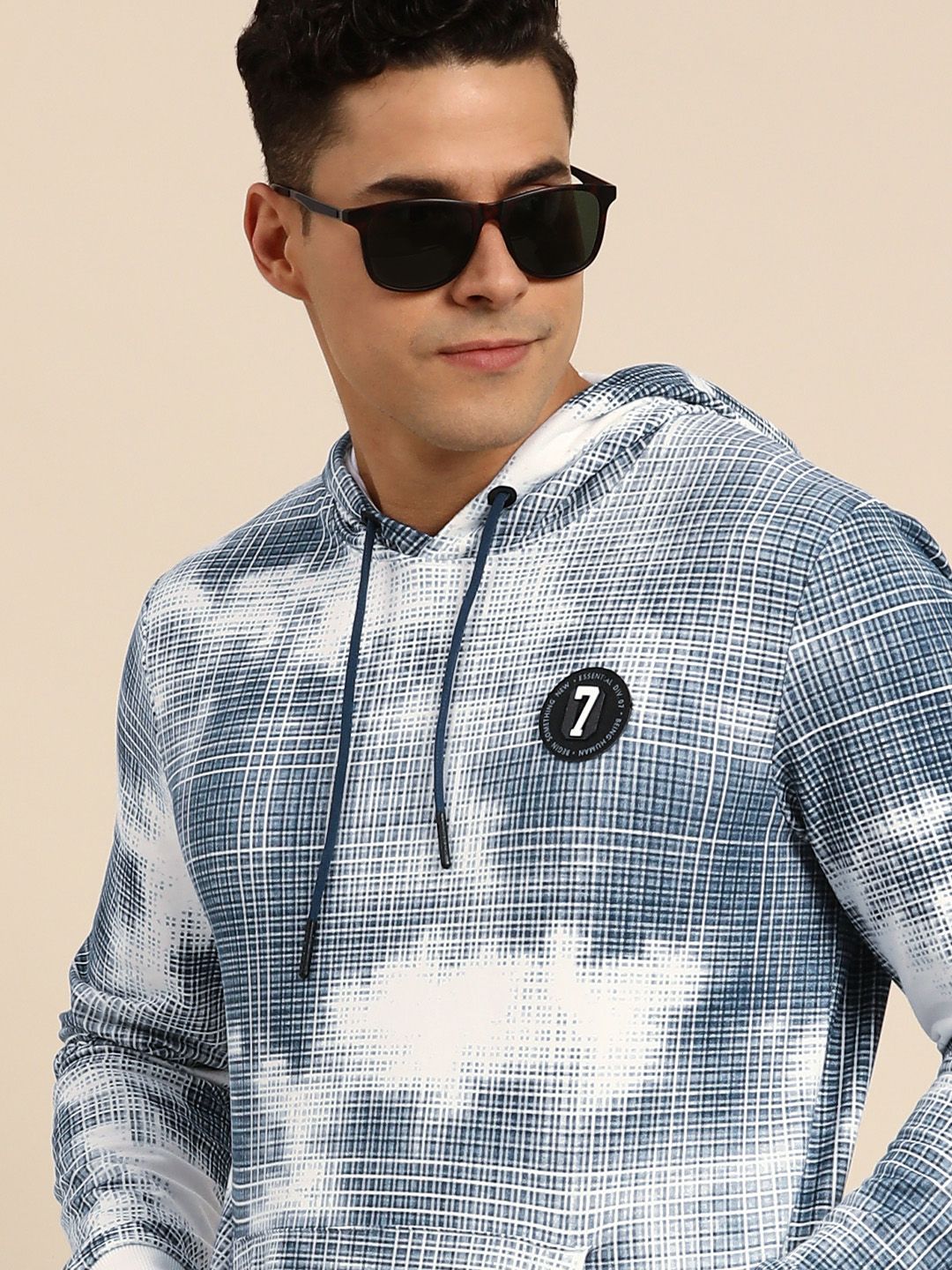 Being Human Men Checked Hooded Pullover Sweatshirt