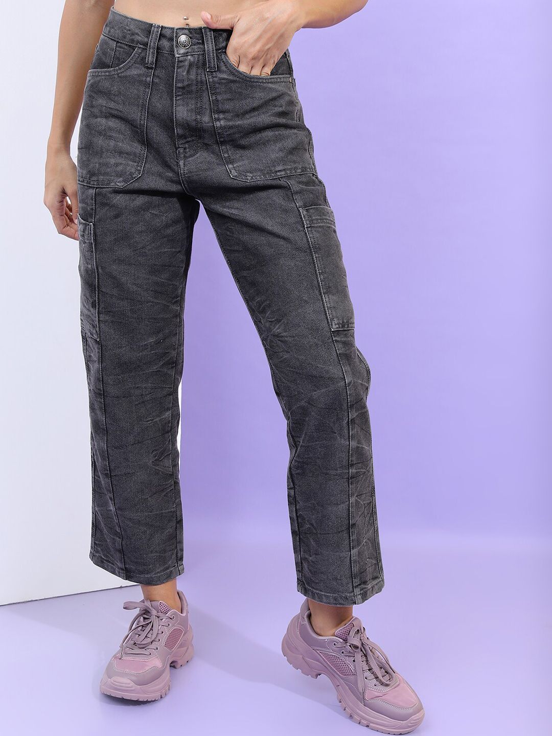 Tokyo Talkies Women Grey Wide Leg Jeans
