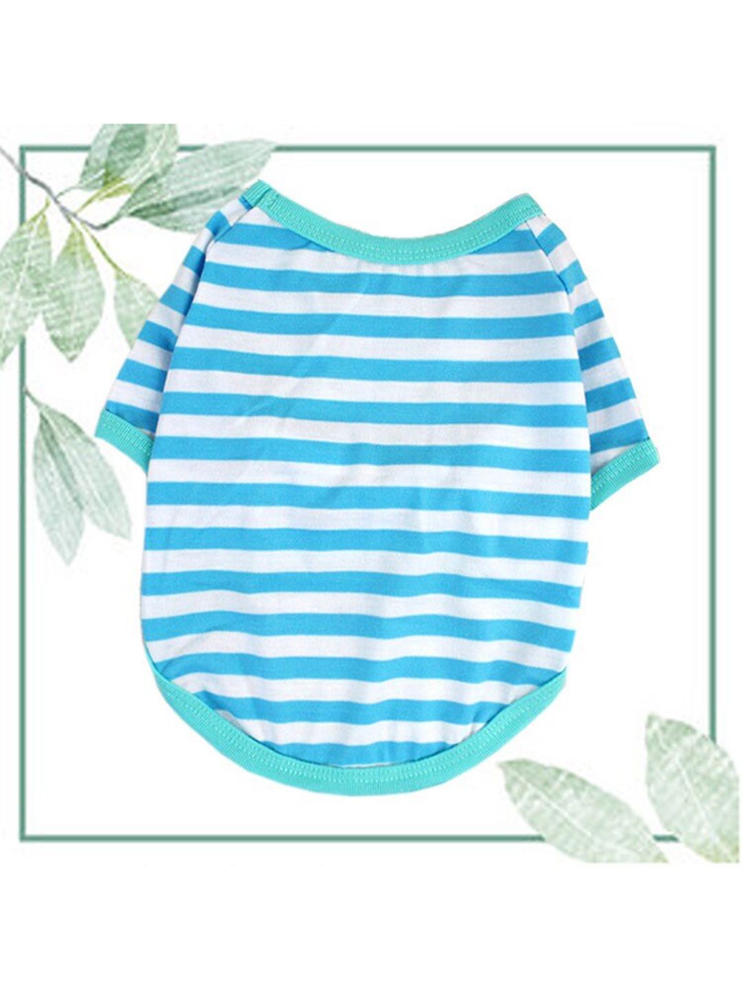 PAWCHIE Blue & White Striped Cotton Dog T-Shirt