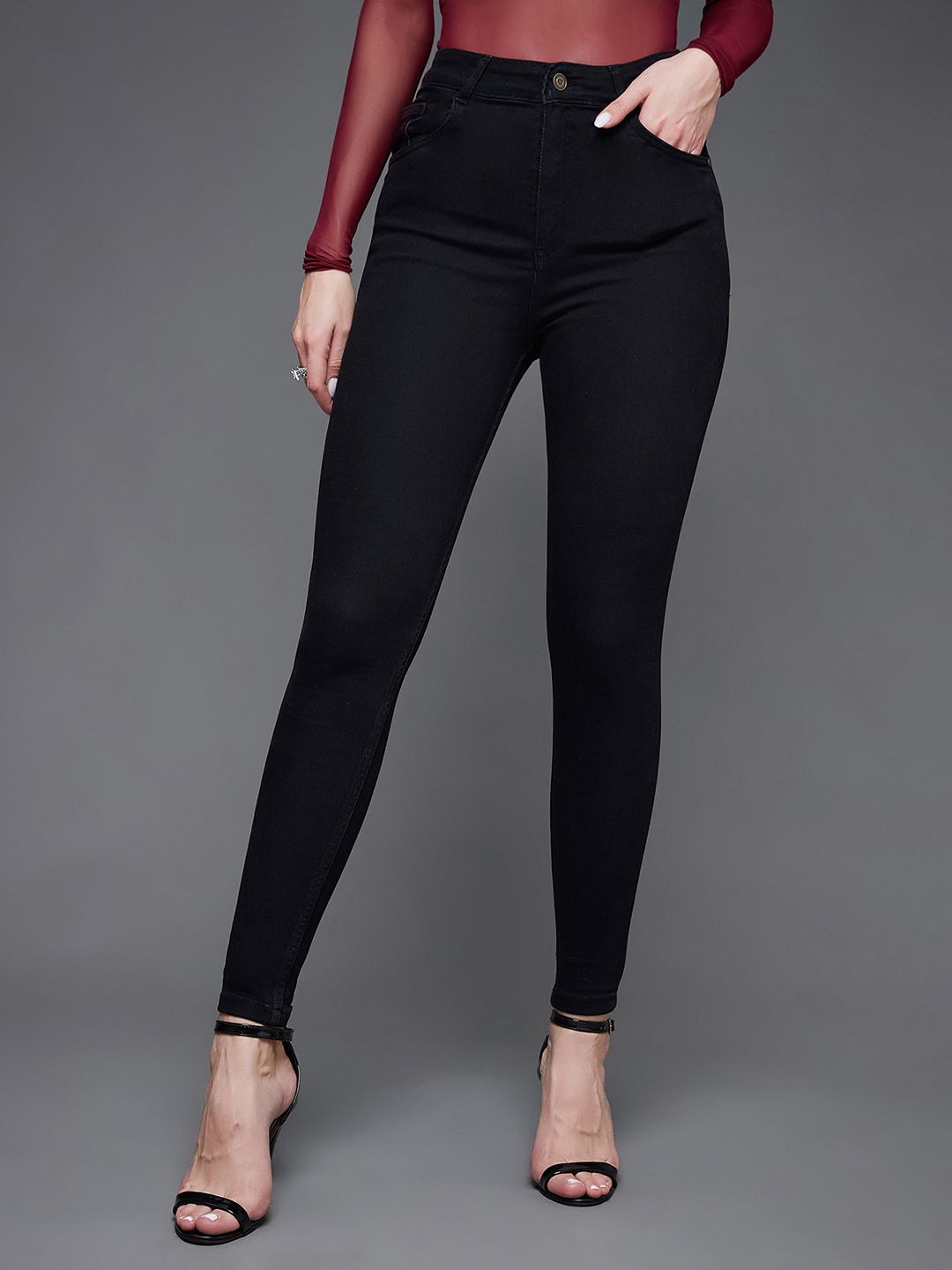 Women Black Skinny Fit High-Rise Jeans