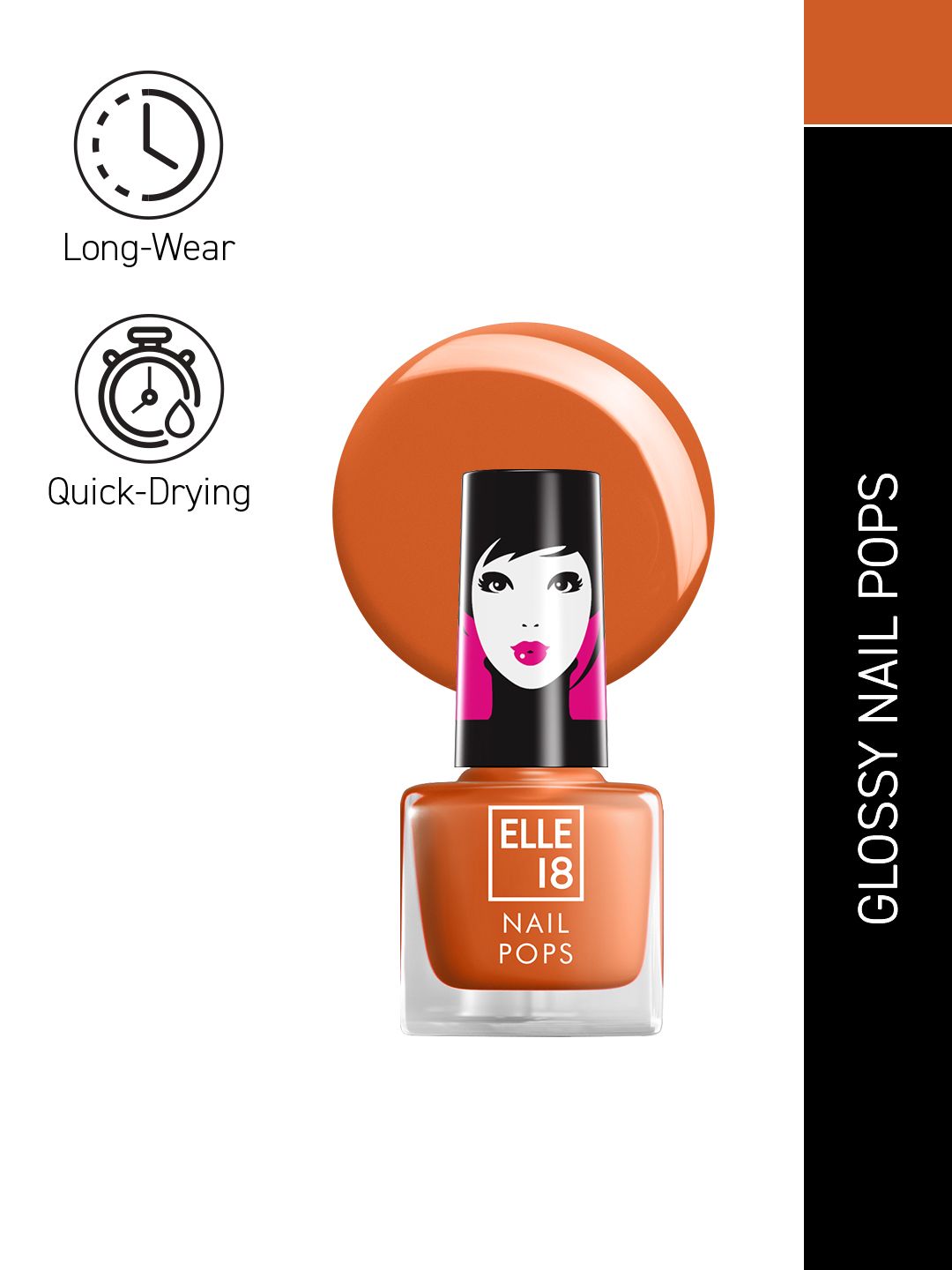 ELLE 18  Nail Pops Long Lasting Nail Polish Quick Dry Formula For Glossy Finish 5ml - 185