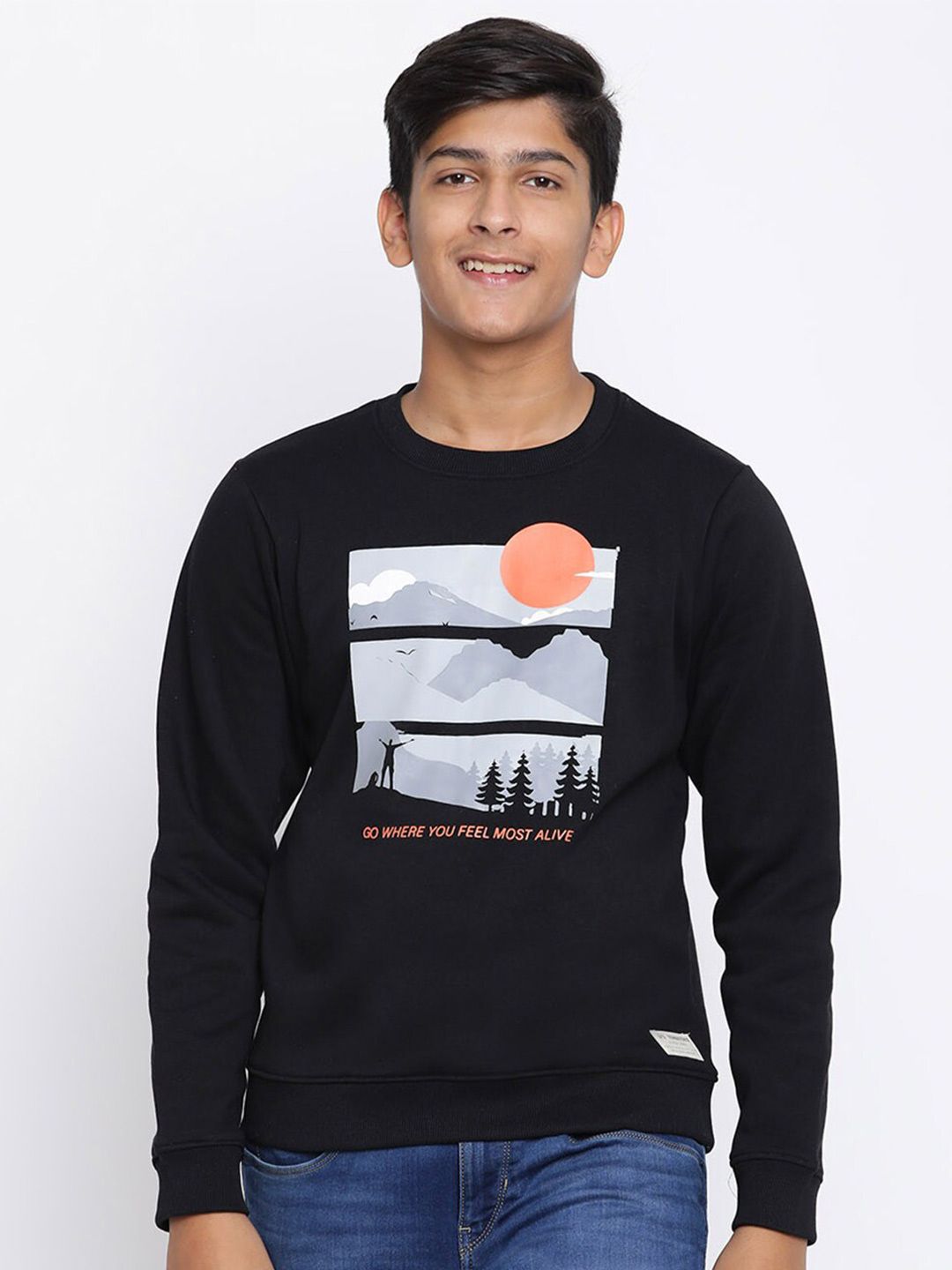 Lil Tomatoes Boys Black Graphic Printed Sweatshirt
