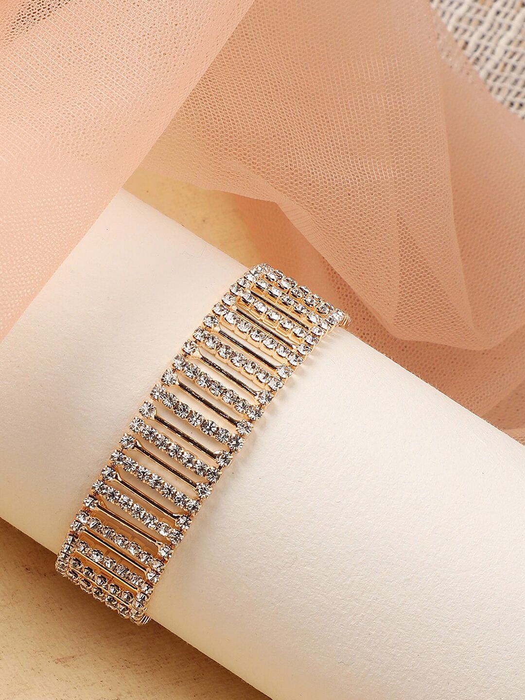 SOHI Women Gold-Toned & White Gold-Plated Wraparound Bracelet