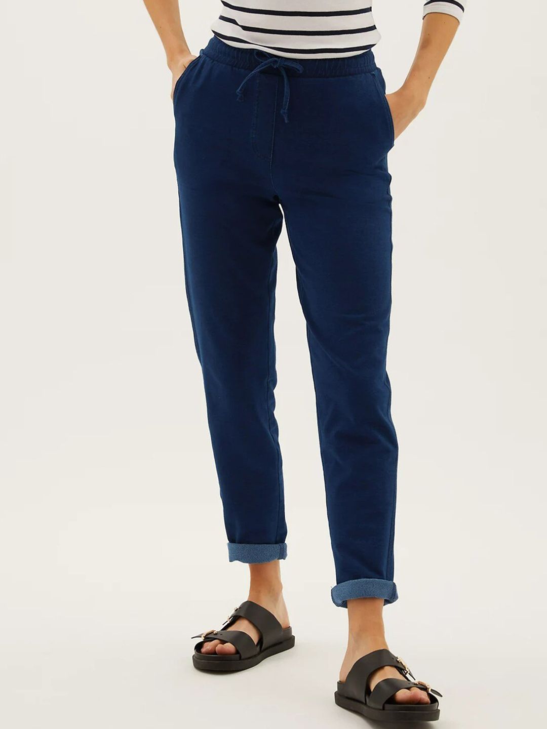 Marks & Spencer Jersey Denim Tapered Ankle Grazer Joggers