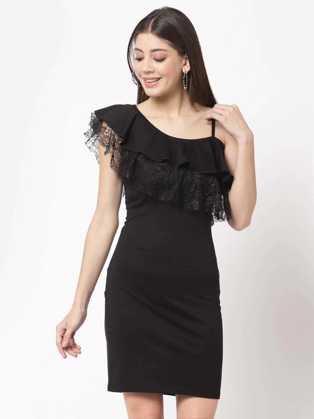 aayu Black Sheath Mini Dress