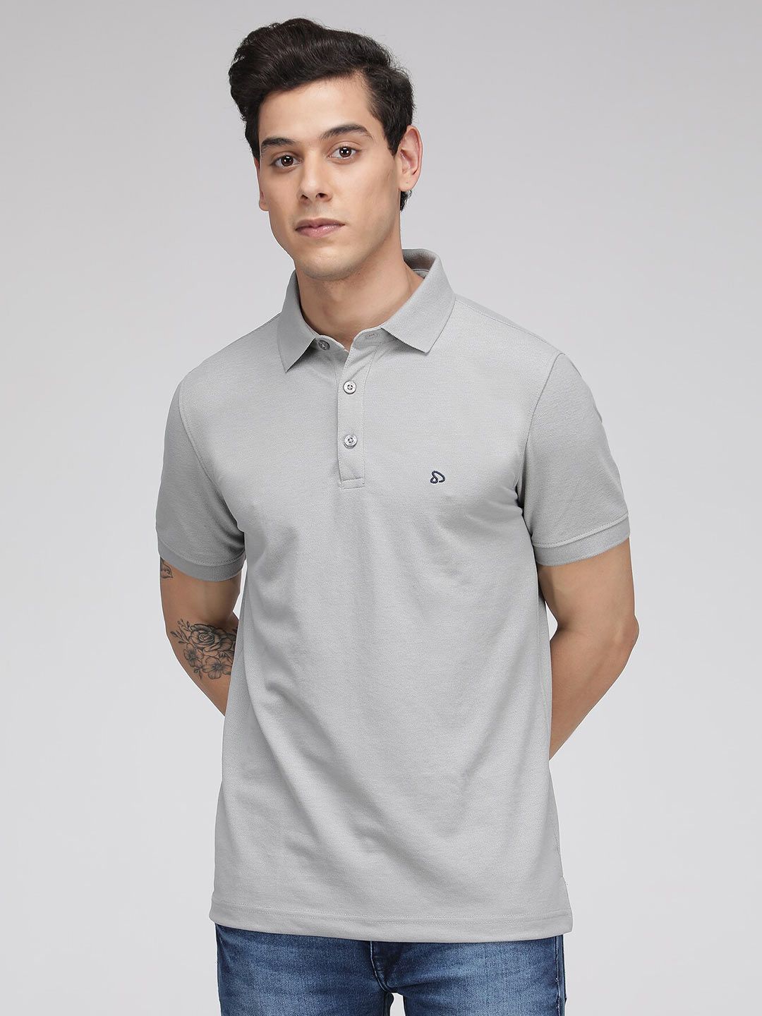 SPORTO Men Grey Polo Collar T-shirt