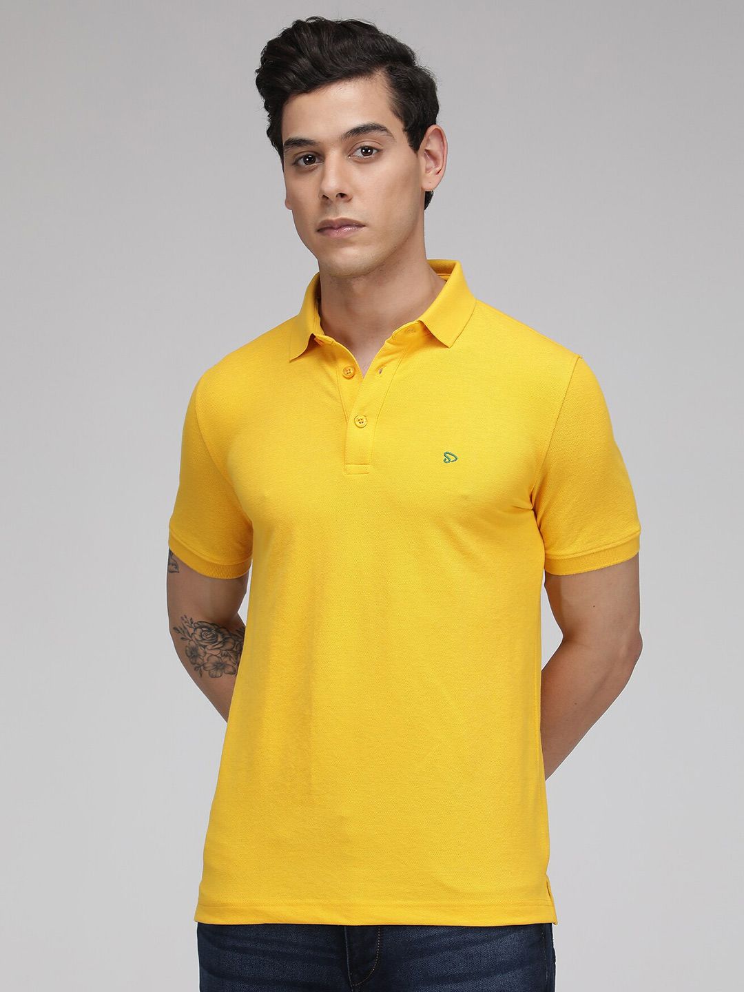 SPORTO Men Yellow Polo Collar Cotton T-shirt
