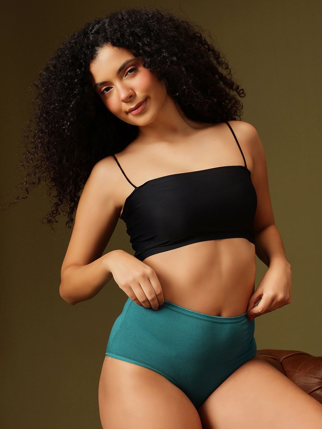 Buy Clovia Women Sea Green Solid High Rise Cotton Hipster Briefs -  - Apparel for Women