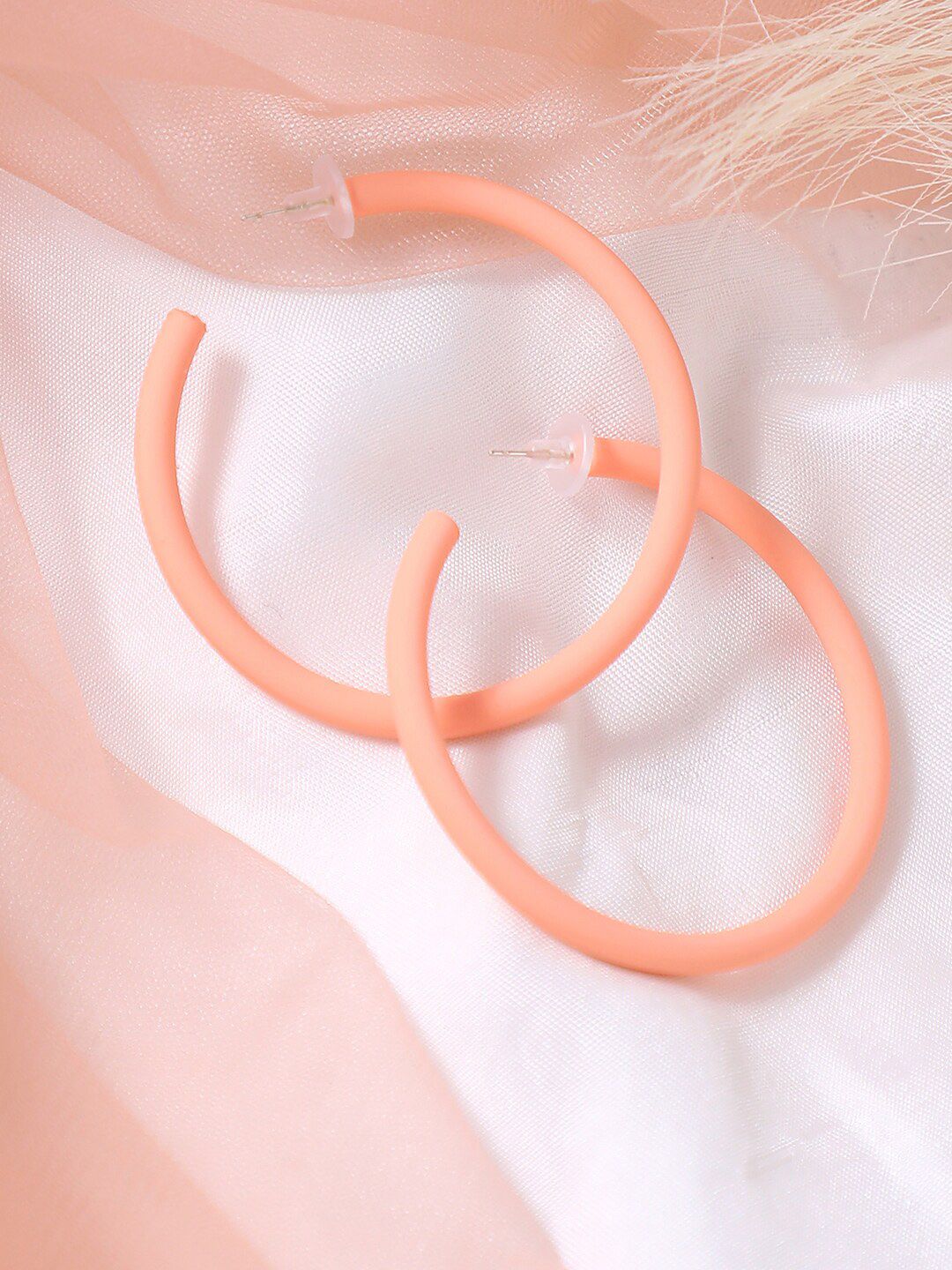 SOHI Gold-Plated Peach Coloured Half Hoop Earrings