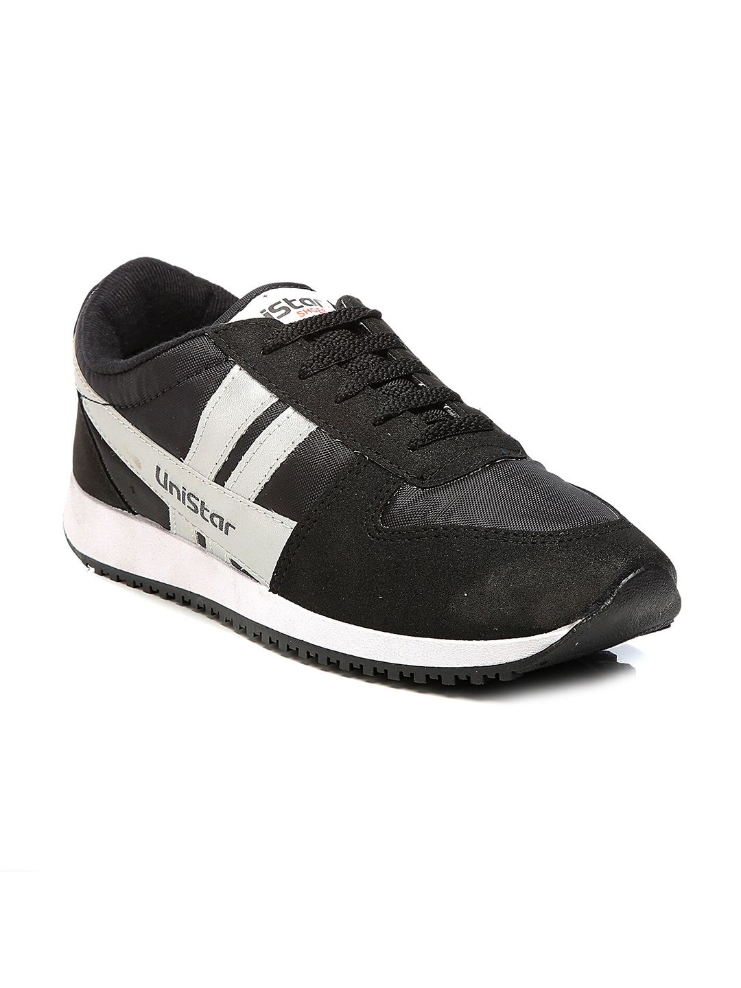 UNISTAR Men's Black & White Lace-Up Casual Sneakers for Everyday Wear