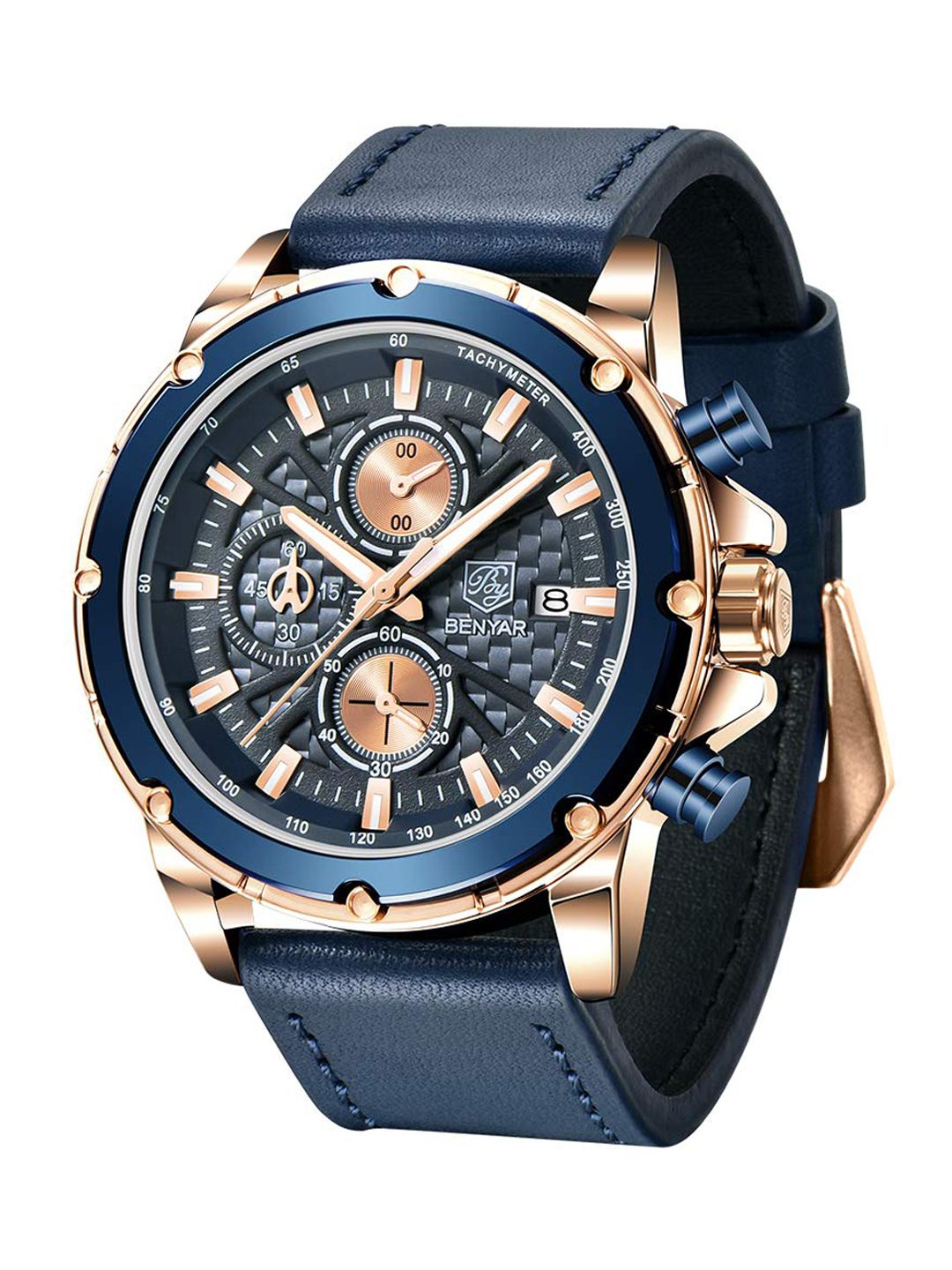 BENYAR Men Blue Dial & Blue Leather Straps Analogue Chronograph Watch