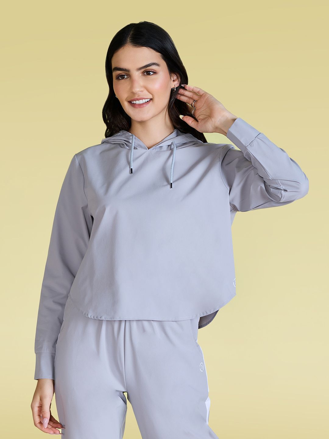 KICA Women Grey Lightweight Crop Outdoor Sporty Jacket