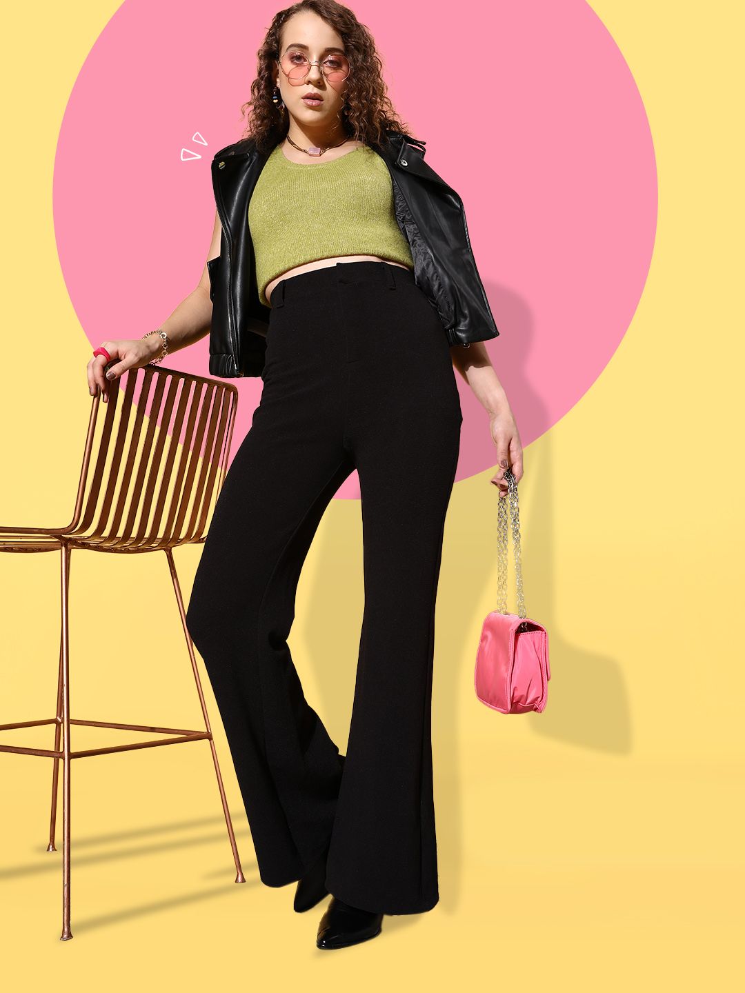 SASSAFRAS Women Black High-Rise Bootcut Trousers