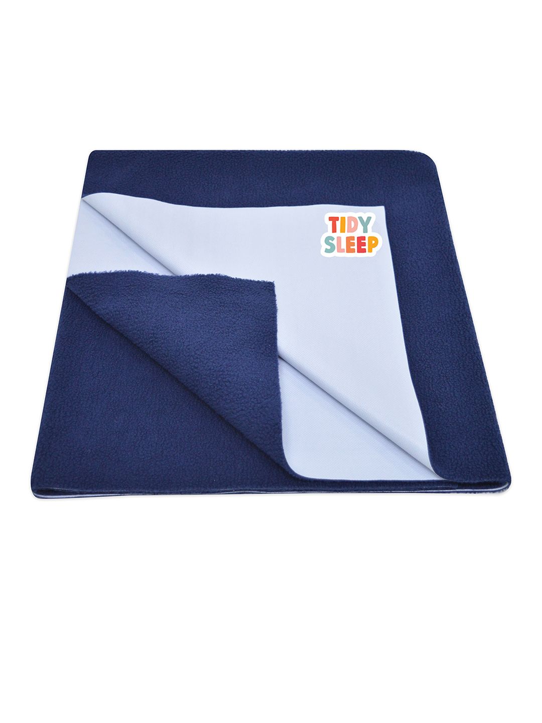 TIDY SLEEP Kids Navy Blue Solid Water Resistant Cotton Mattress Protector