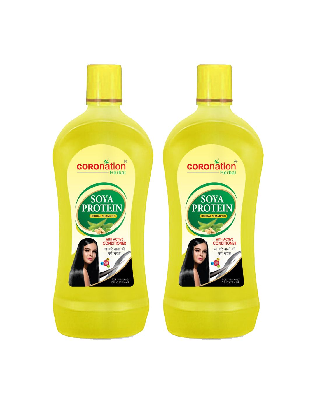 COROnation Set Of 2 Soya Protein Herbal Shampoo with Active Conditioner 1000ml