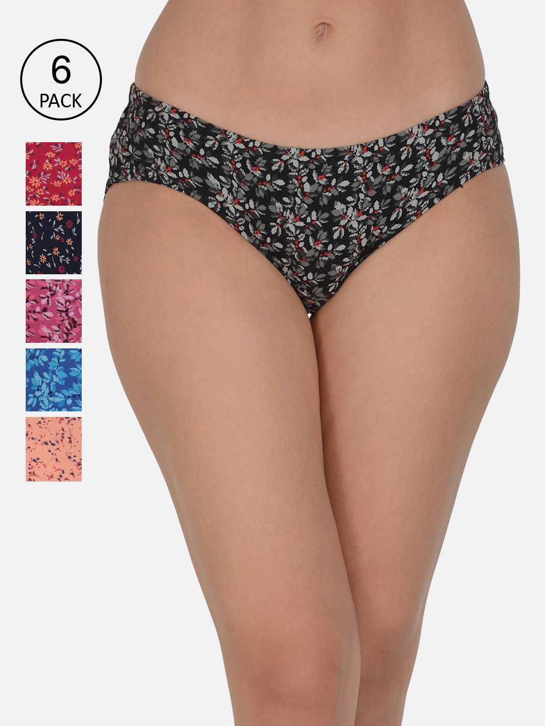 Buy Leading Lady Women Pack Of 6 Printed Cotton Hipster Briefs -  - Apparel for Women