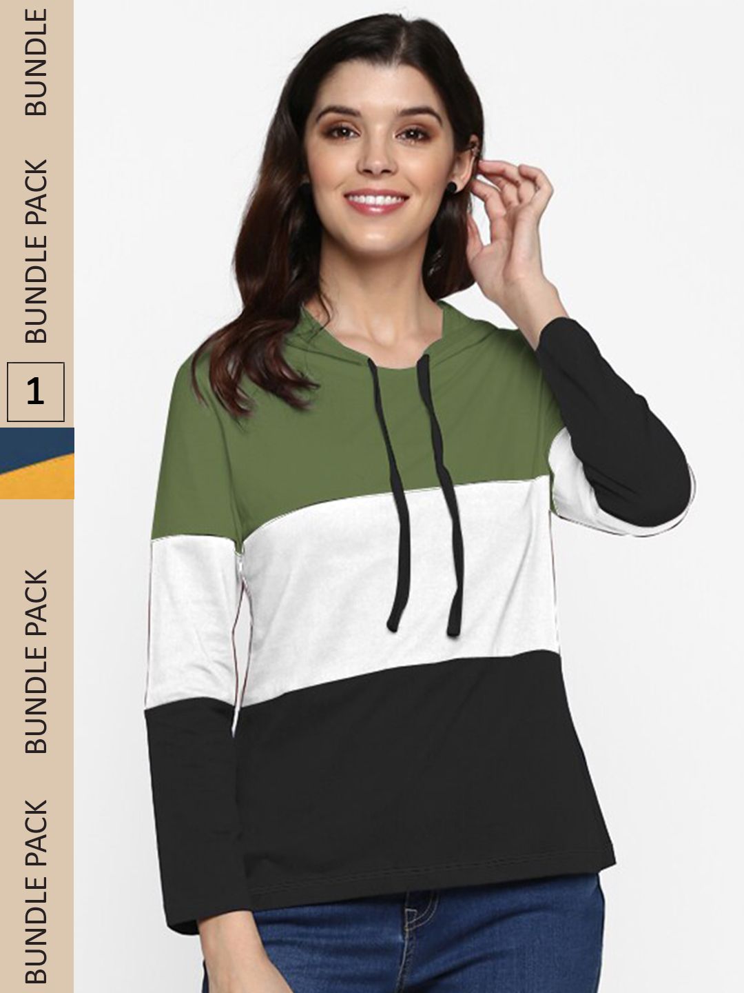 SHARKTRIBE Women Pack of 2 Green & Mustard Yellow Colourblocked Top