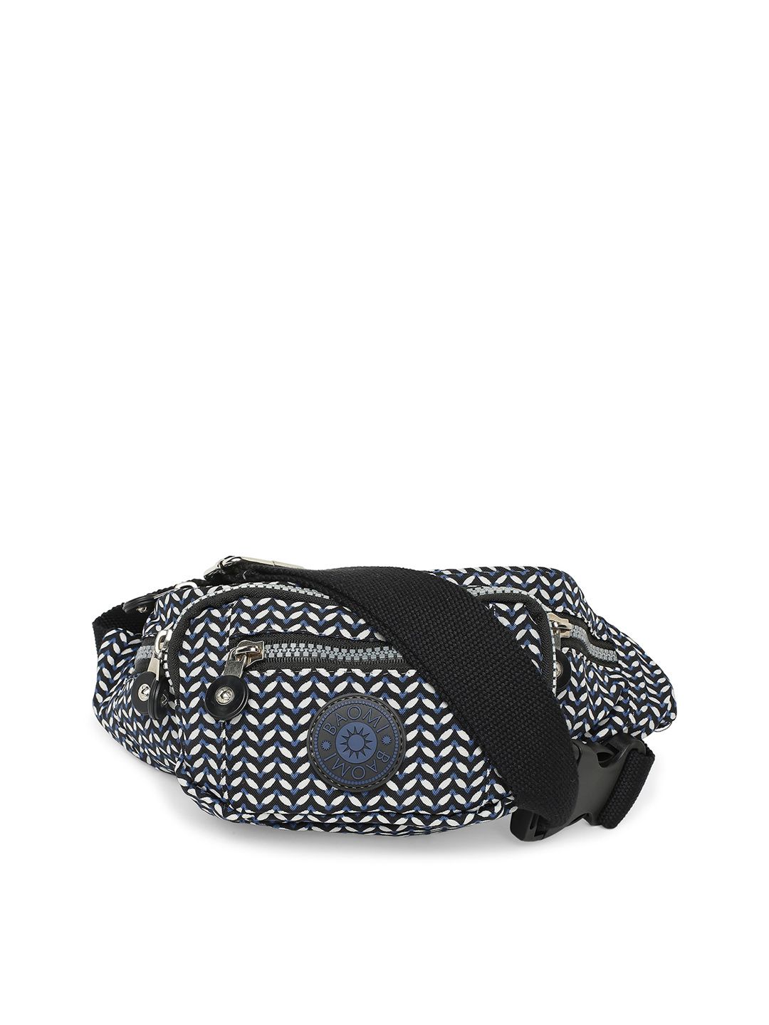 BAOMI Black & White Printed Nylon Waist Pouch