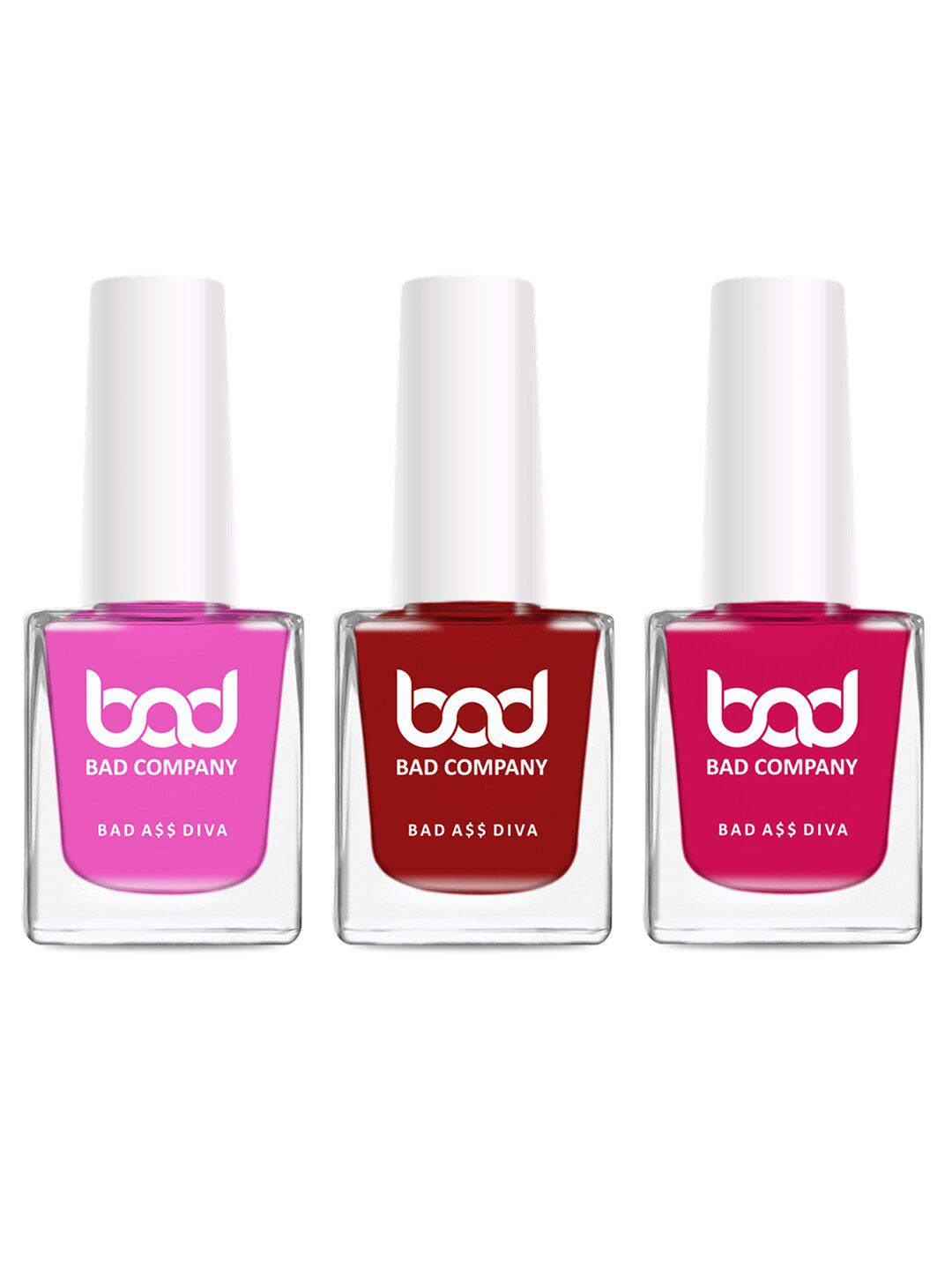 Buy BAD COMPANY Set Of 3 Pink Red Nail Polish Combo Long Wear   10ml Each -  - Personal Care for Women