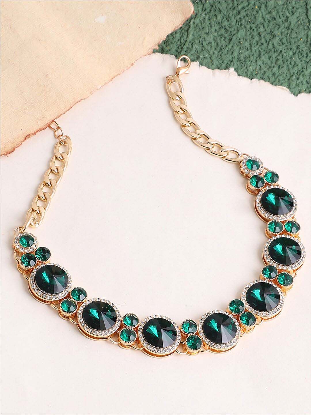 Buy SOHI Stone Statement Gold Plated Stone Studded Necklace -  - Accessories for Women