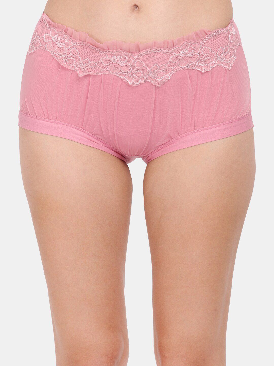 Amour Secret Women Pink Solid Lace Anti Odour Hipster Brief