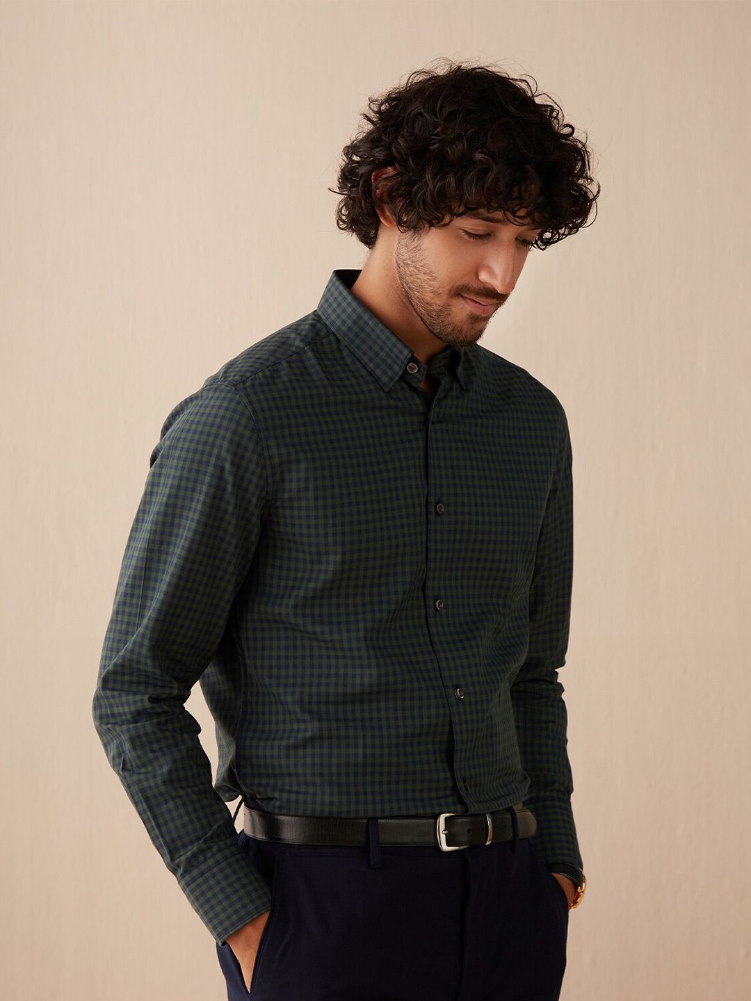 Andamen Men Checked Cotton Formal Regular Fit Shirt