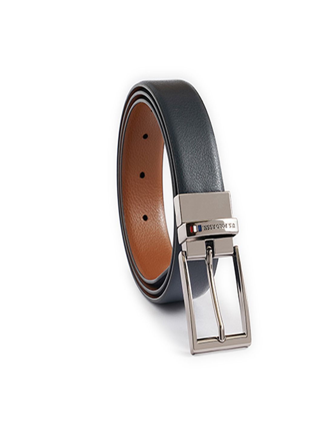 U S Polo Assn Men Black Reversible Leather Belt