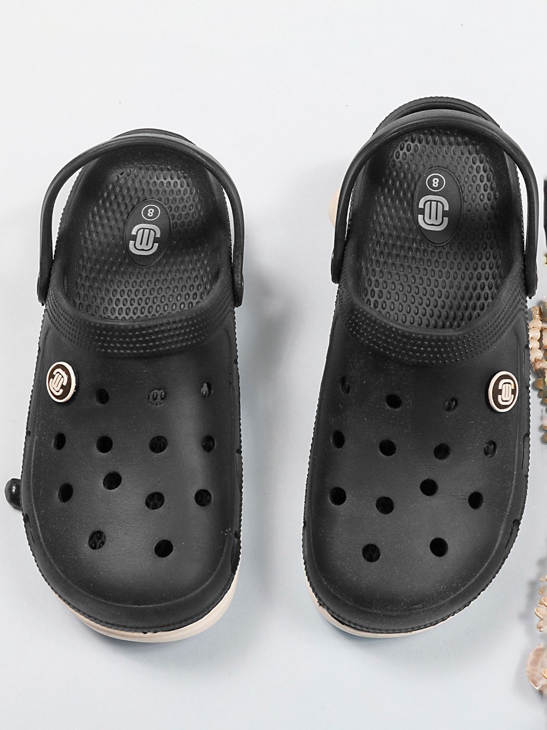 MOZAFIA Men Black & White Clogs