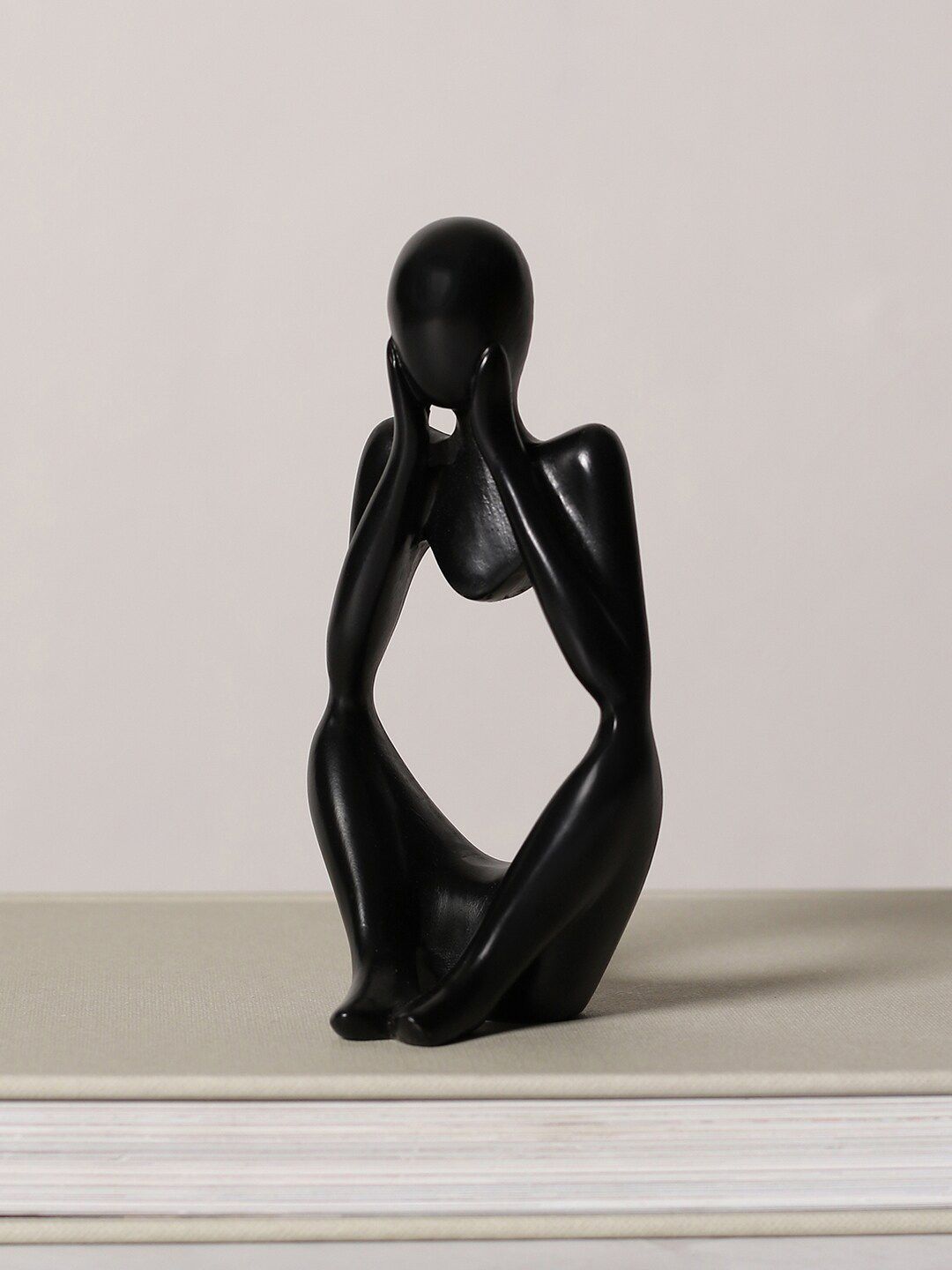 Bonhomie Black Ceramic Matte Living Room Medium Showpiece - 5.1 Inches