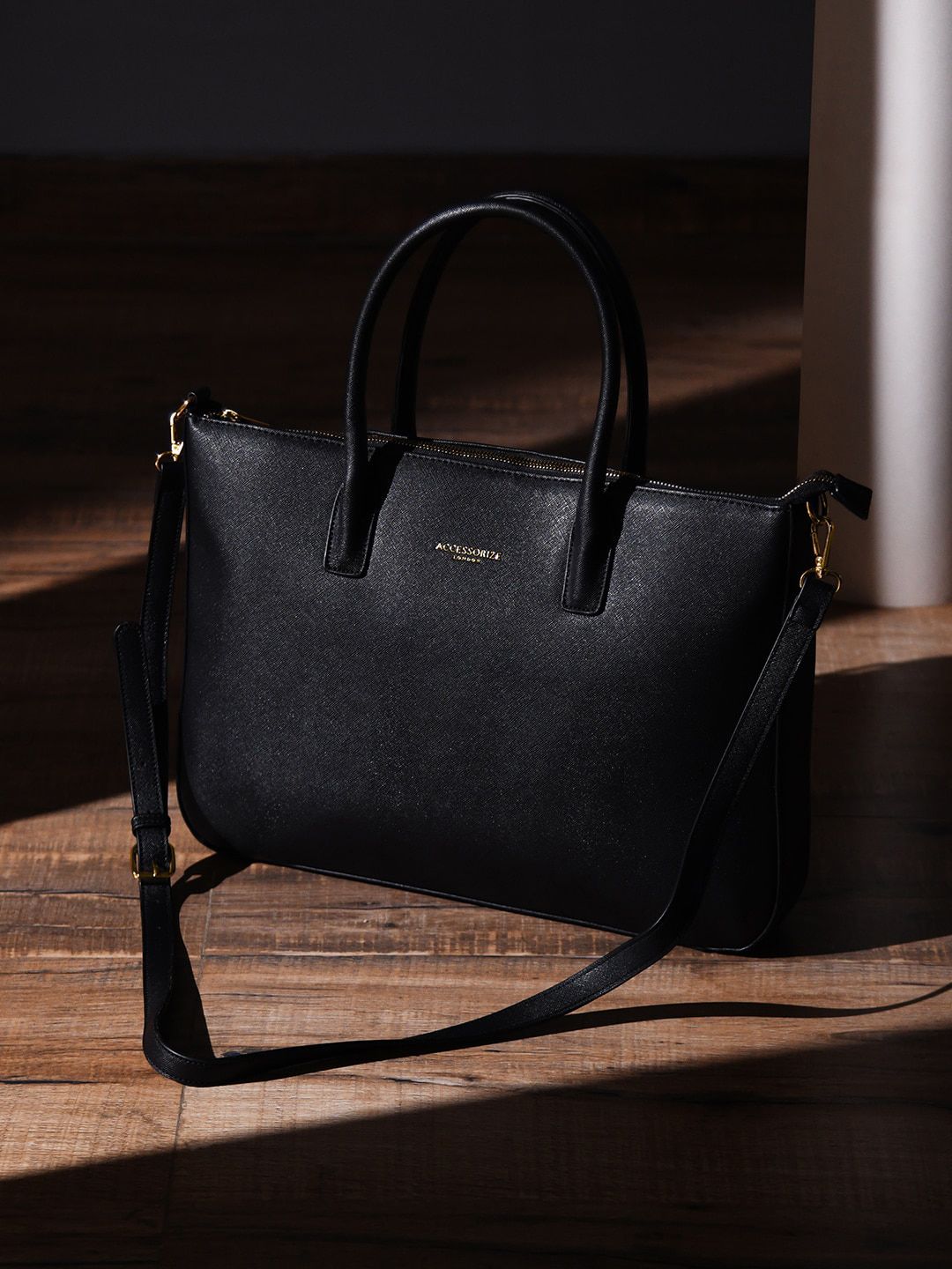 Buy Accessorize London Solid Synthetic Leather Laptop Medium Structured Shoulder Bag -  - Accessories for Women