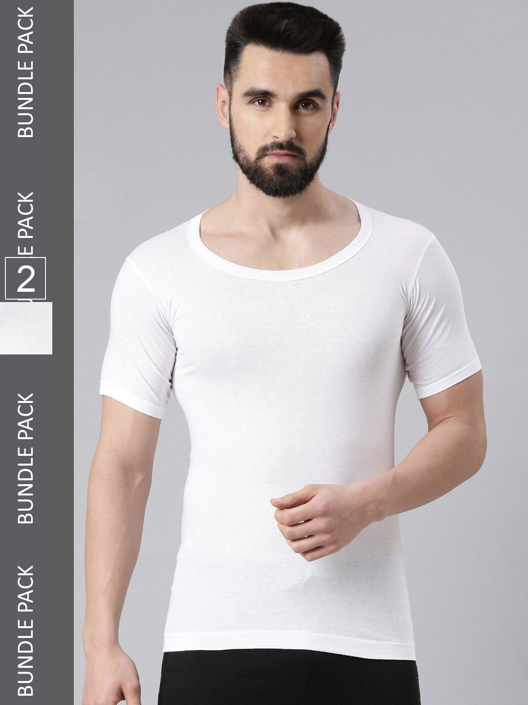 Force NXT Pack Of 2 Men Super Combed Cotton White Sleeved Vest