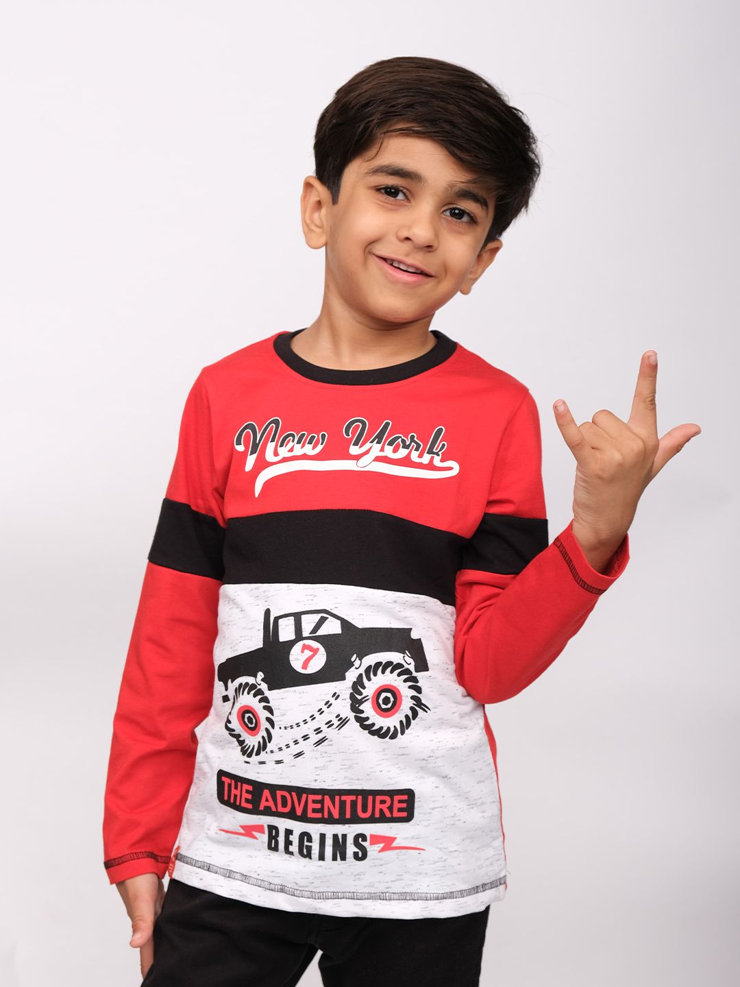 3PIN Boys Typography Printed Cotton T-shirt