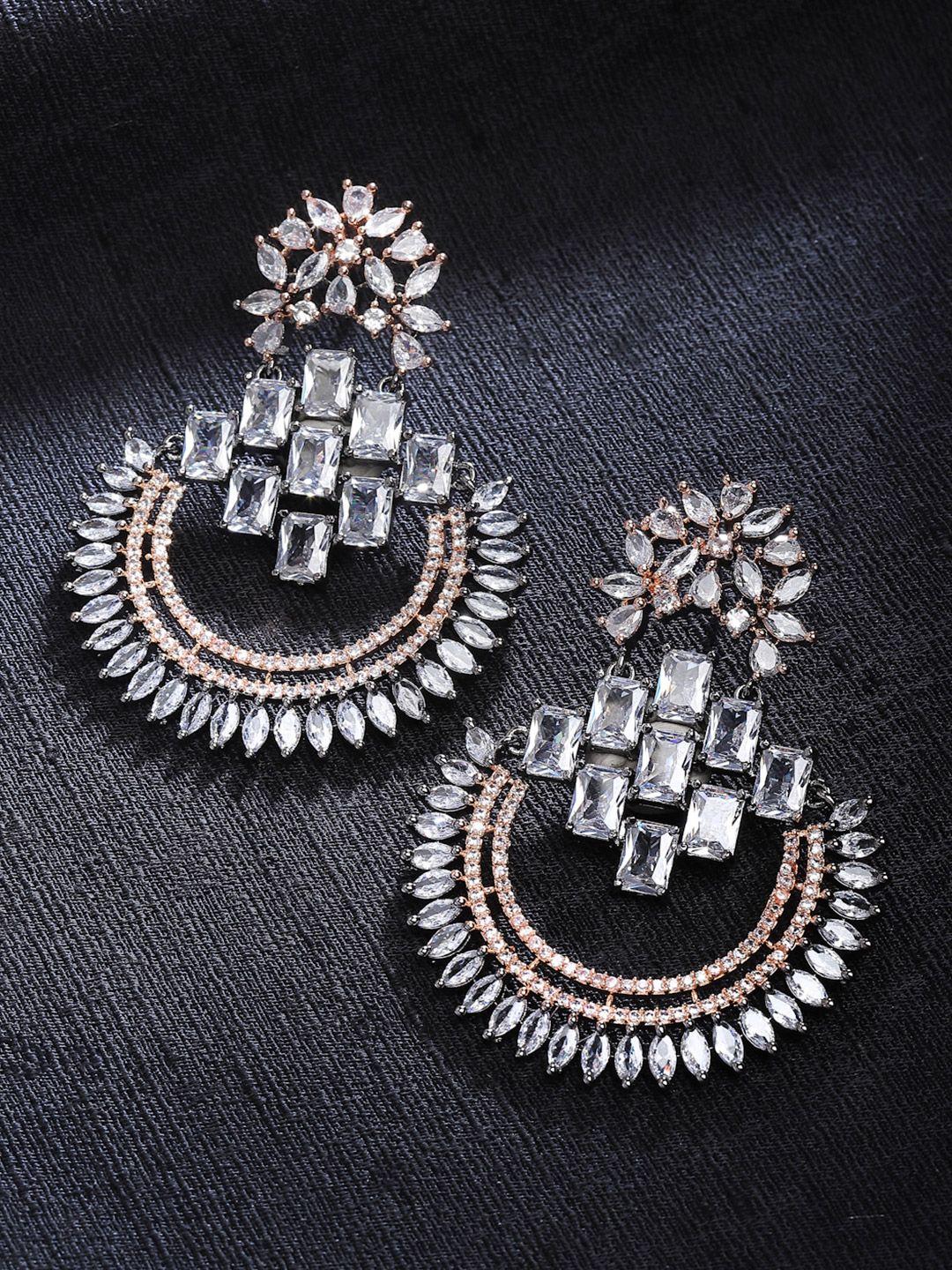 Buy ZENEME Rose Gold Plated White Circular Drop Earrings -  - Accessories for Women