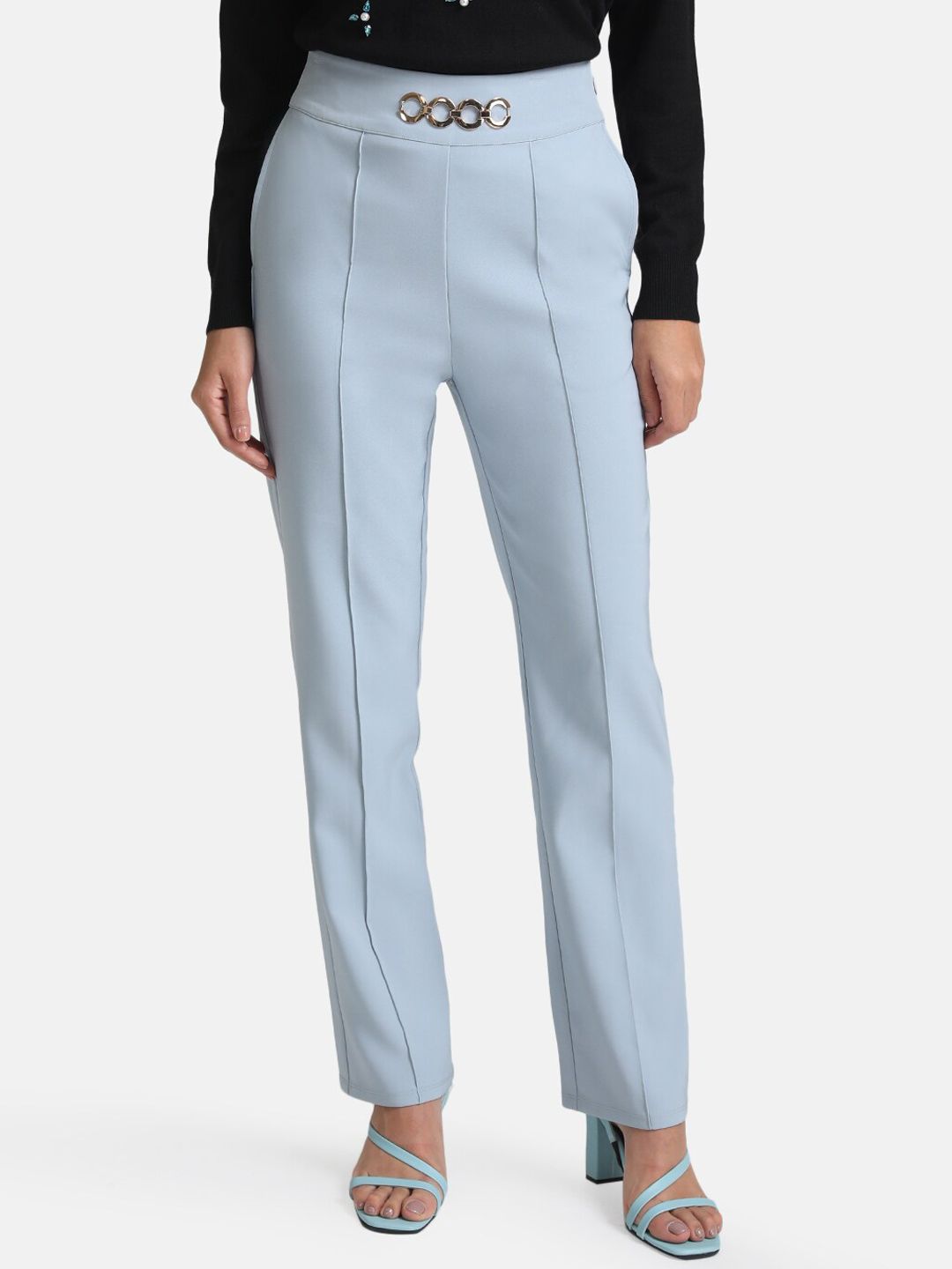 Kazo Women Blue High-Rise Trousers