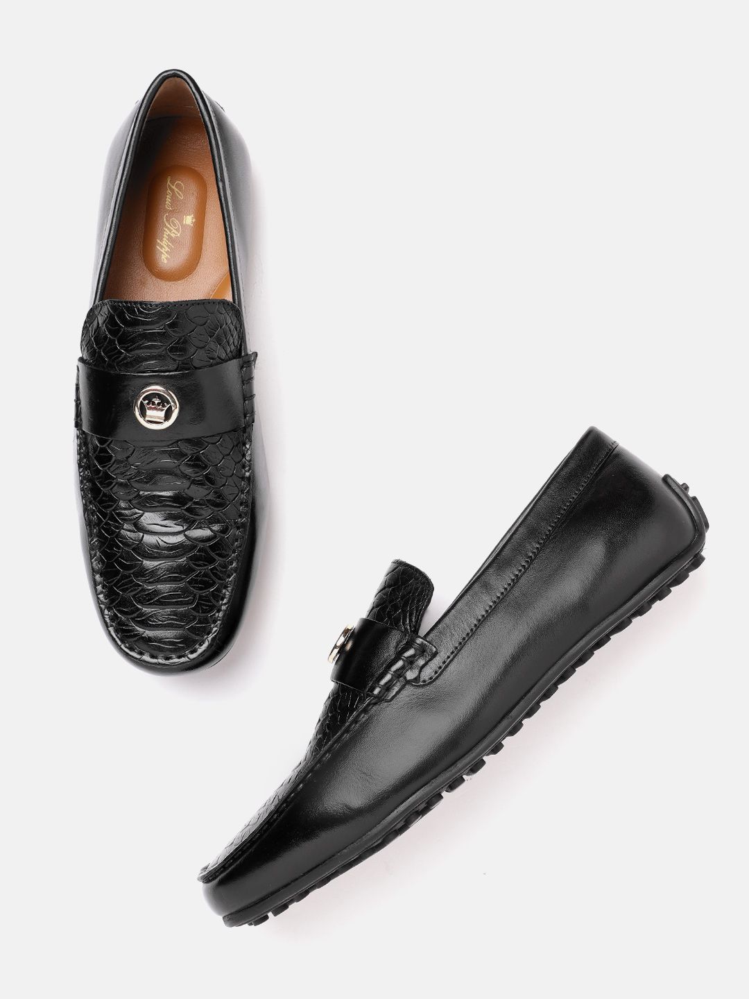 Louis Philippe Men Textured Leather Driving Shoes