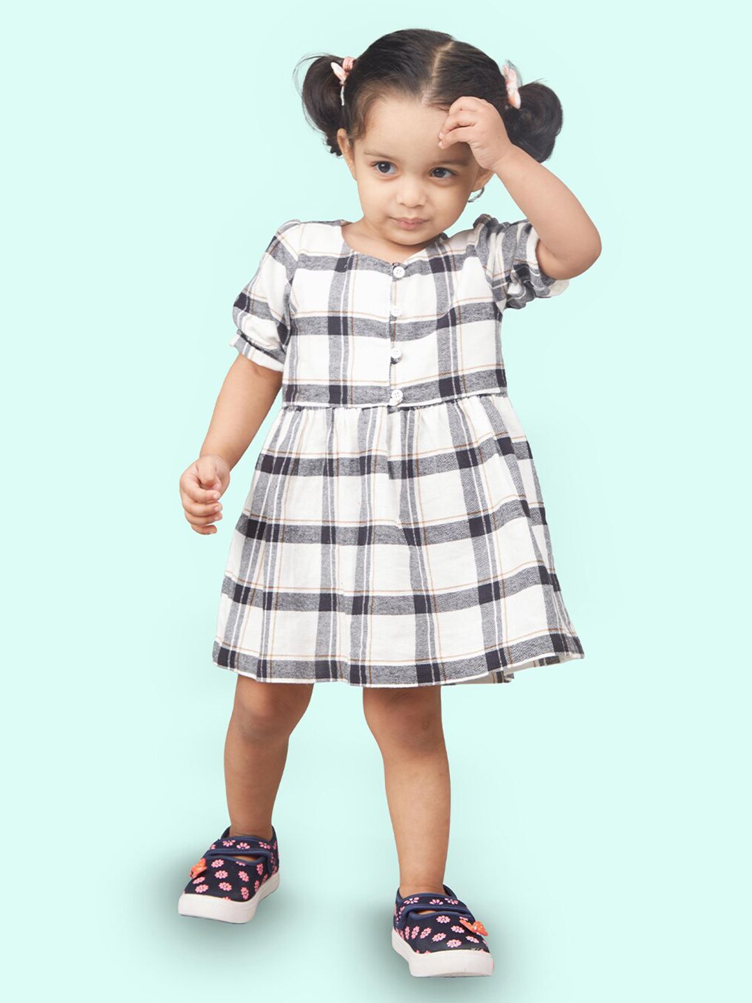 Zalio Girls Checked Cotton Peplum Top