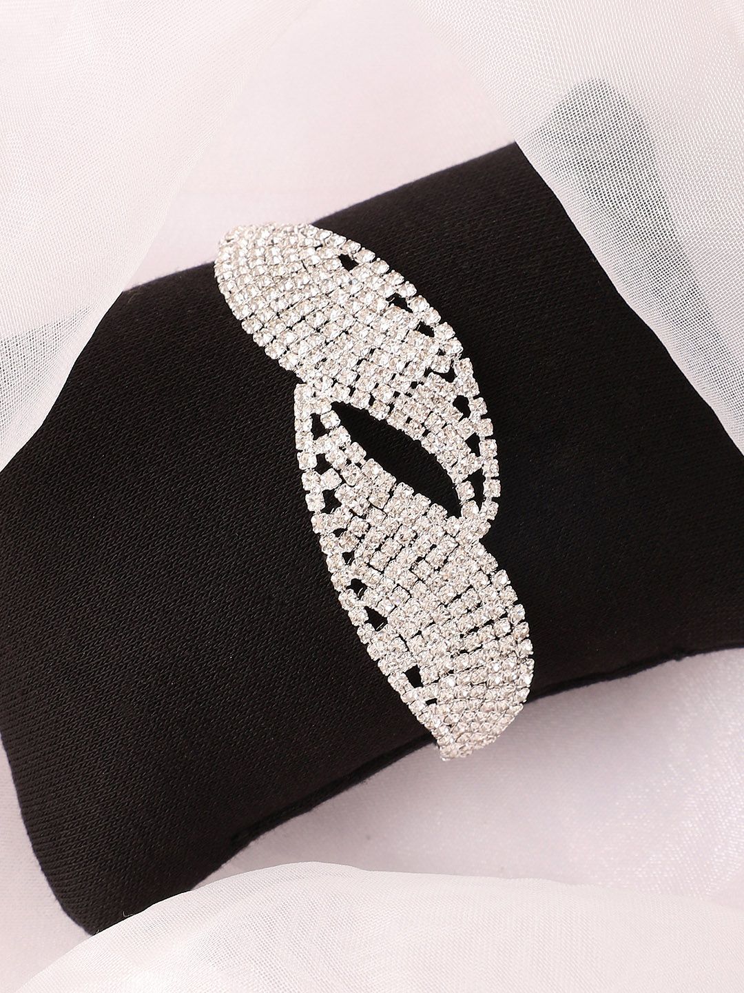 SOHI Silver-Plated Stone Bangle Style Bracelet