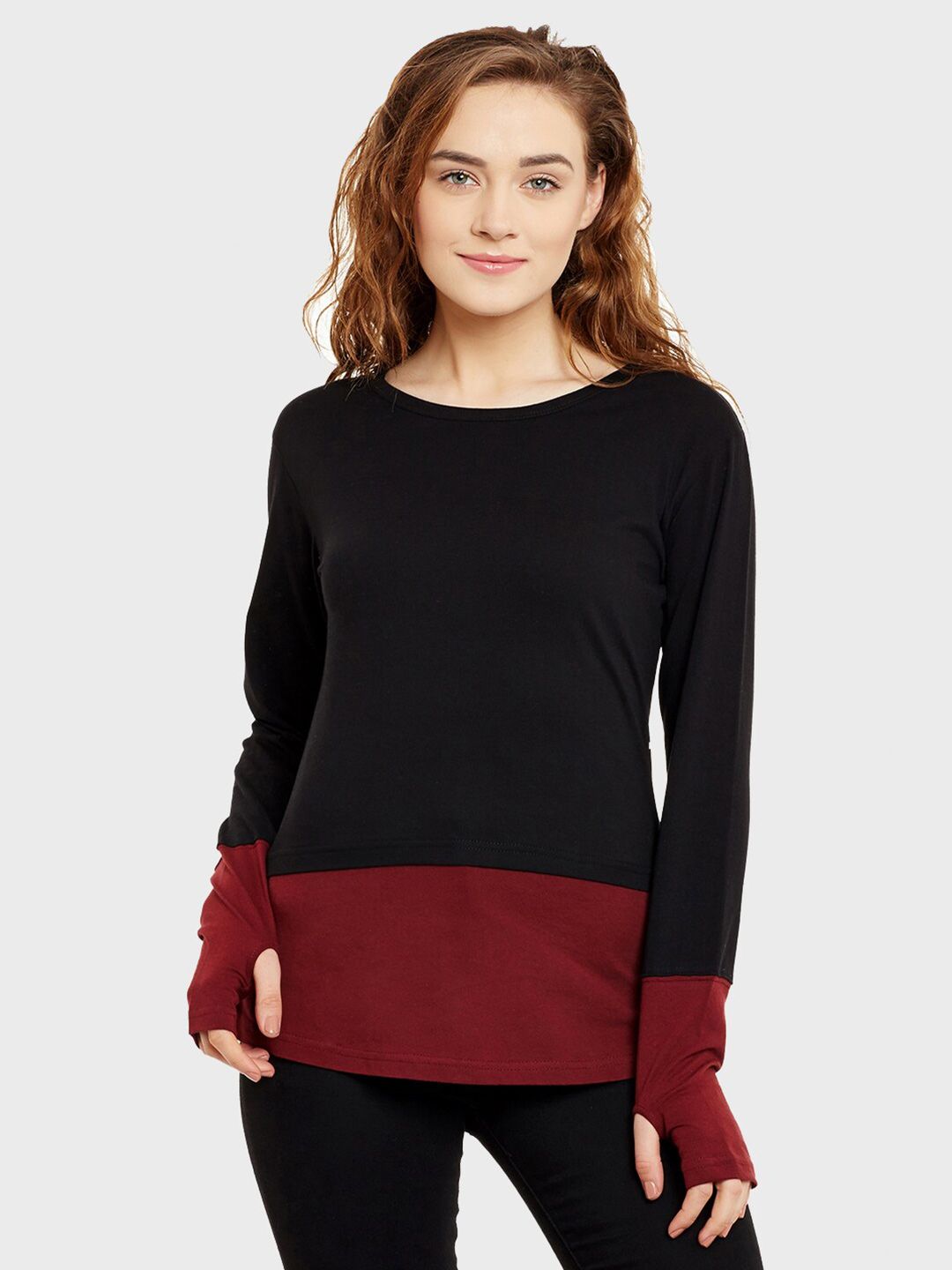 Hypernation Colourblocked Boat Neck Cotton Top
