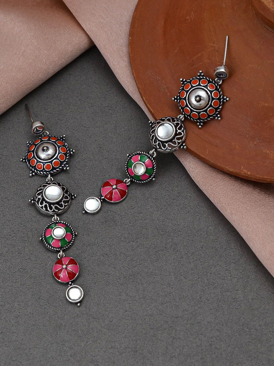 Buy Folklore Enamelled Circular Long Drop Earrings -  - Accessories for Women