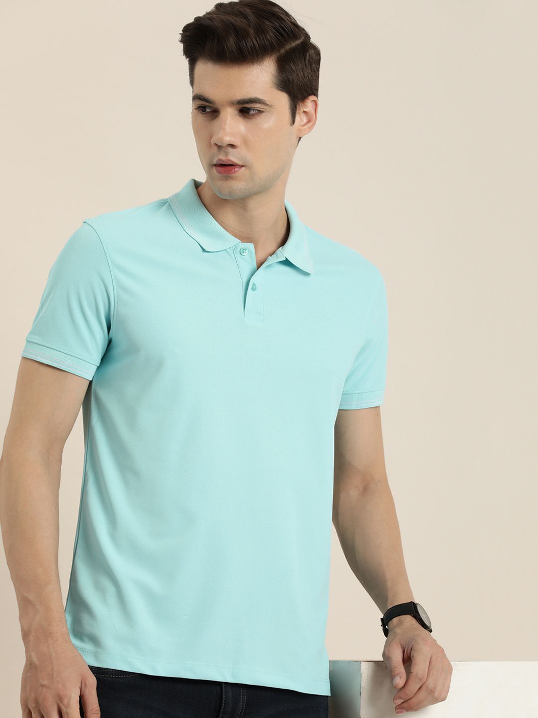 INVICTUS Men Polo Collar Solid Short Sleeves Casual T-shirt